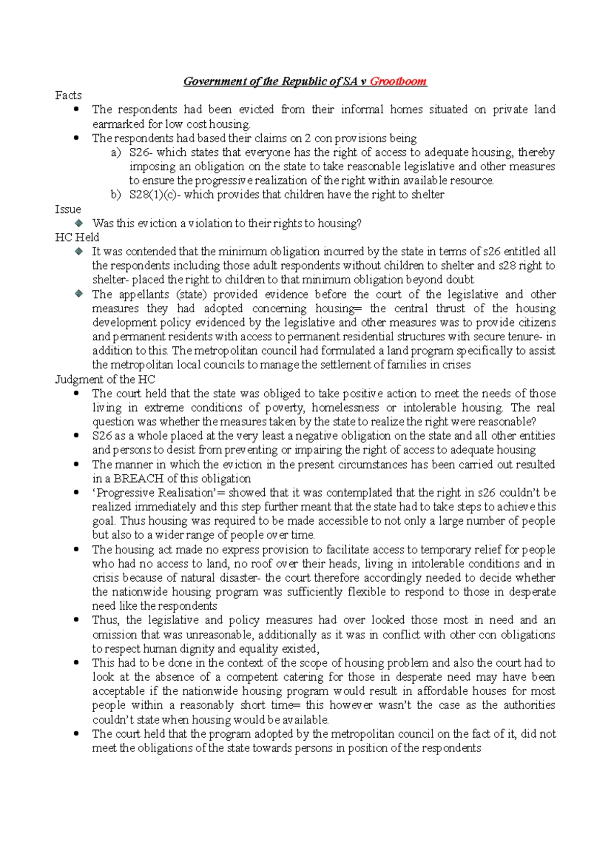 Constitutional Law Notes 1 BOR - APPLICATION OF THE BILL OF RIGHTS IN ...