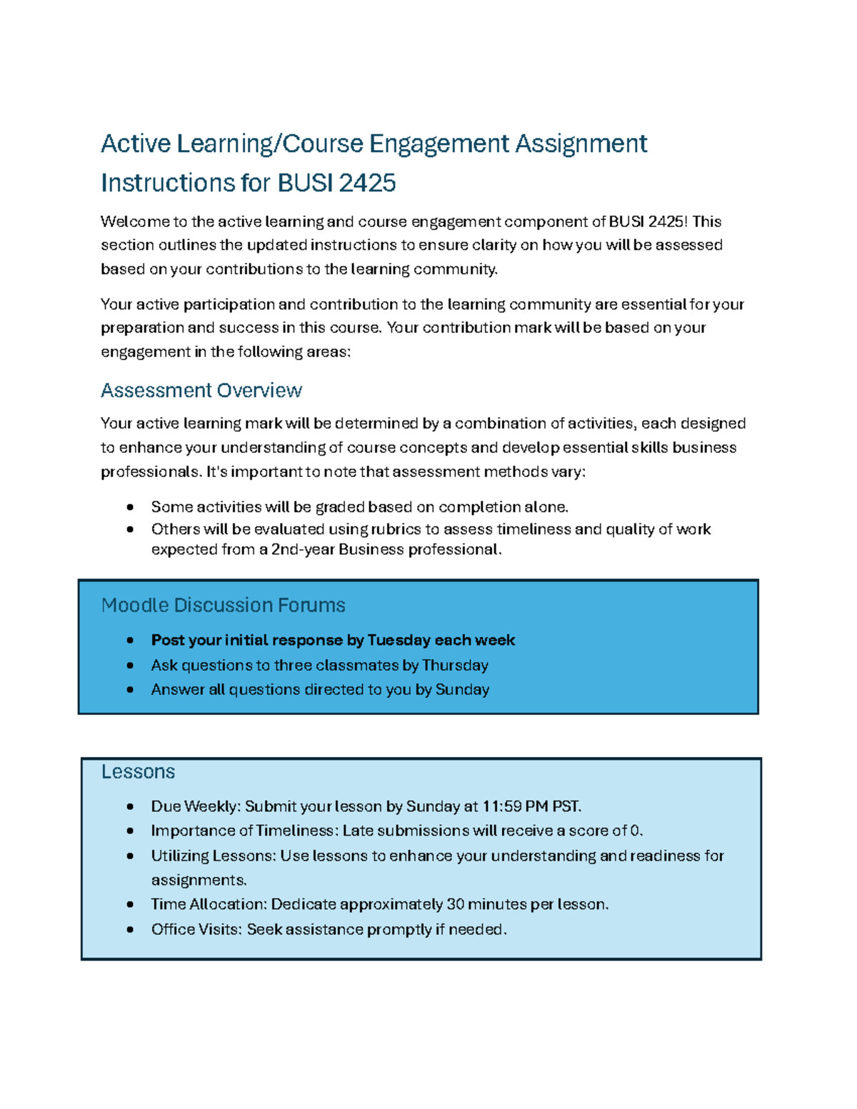 Active Learning Contribution Guidelines for BUSI 2425 - Studocu