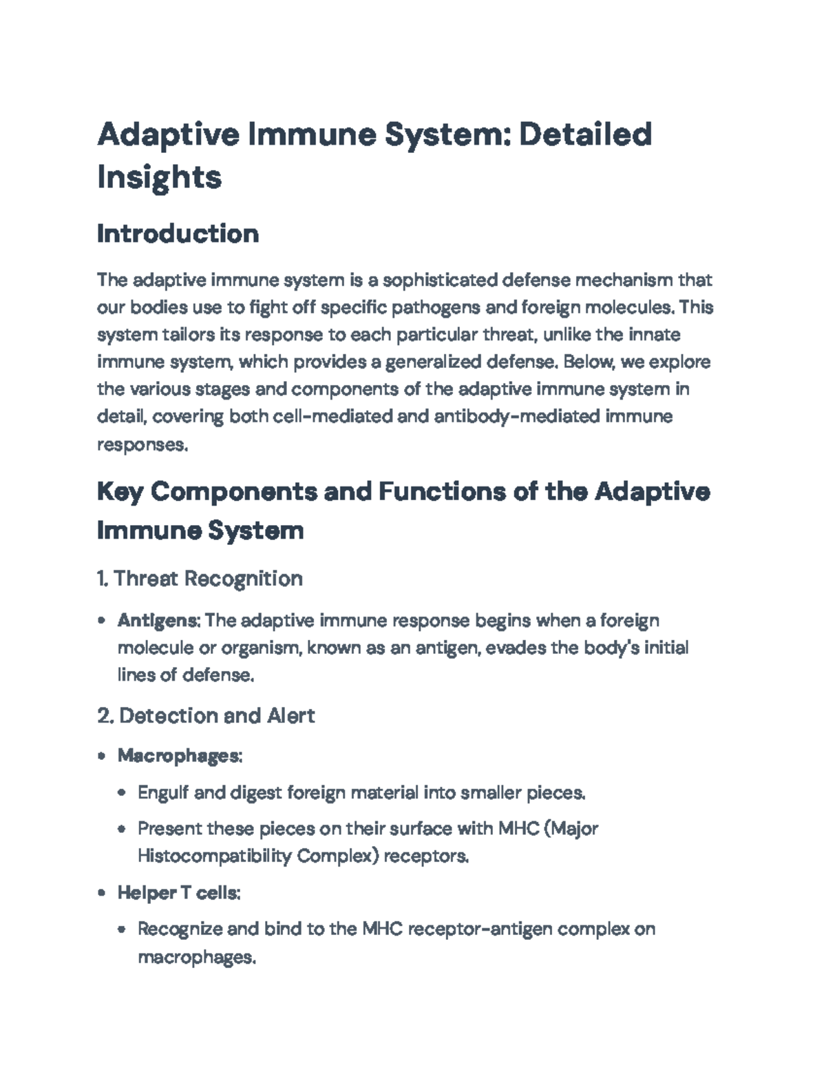 Adaptive Immune System Overview: Key Mechanisms and Responses ...