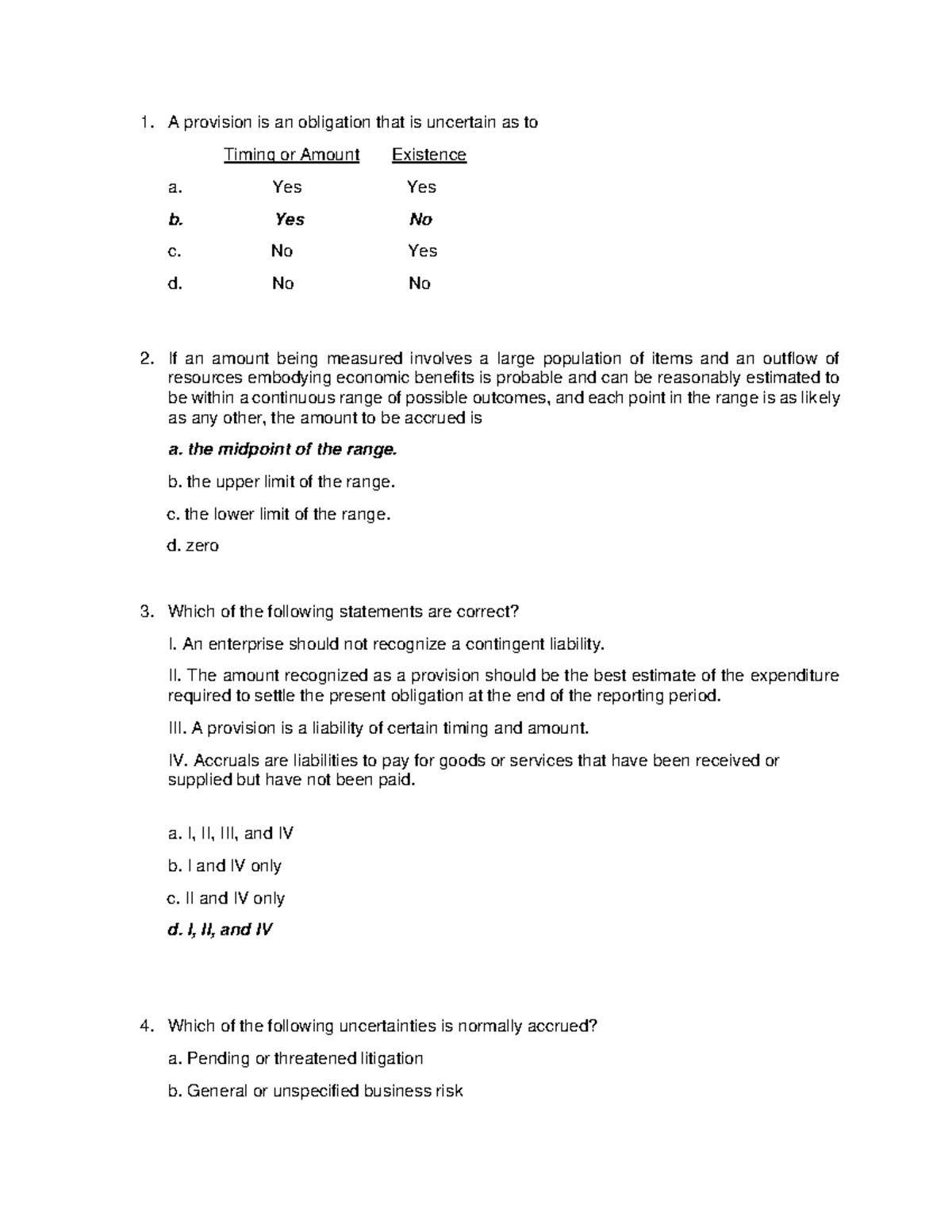Int Acc 3 - Final Exam Review on Provisions and Liabilities - Studocu