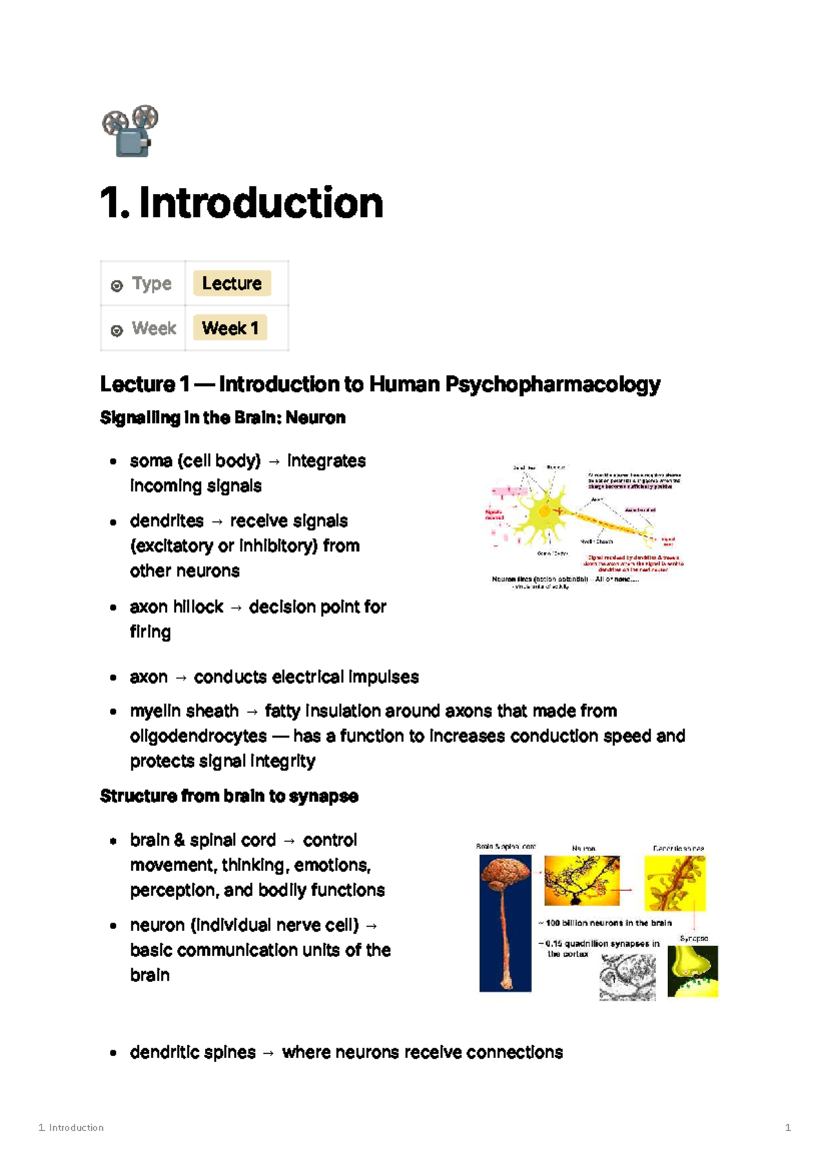 Bio 101 - Week 1 Lecture Notes: Introduction to Human ...