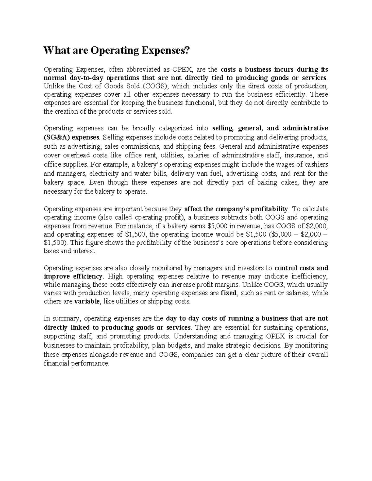 Understanding Operating Expenses (OPEX) for Business Efficiency - Studocu