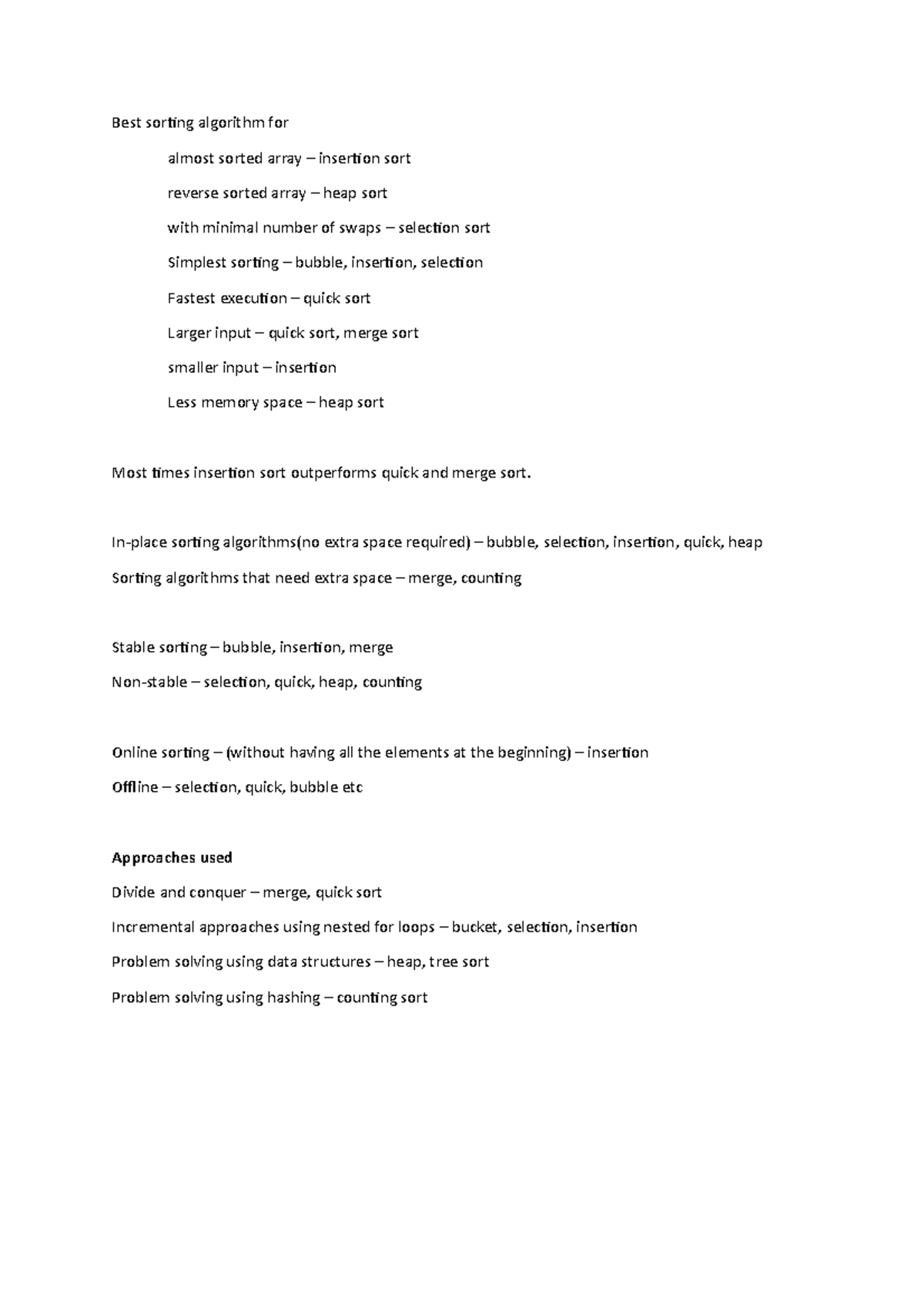 Sorting Algorithms - Best sorting algorithm for almost sorted array ...