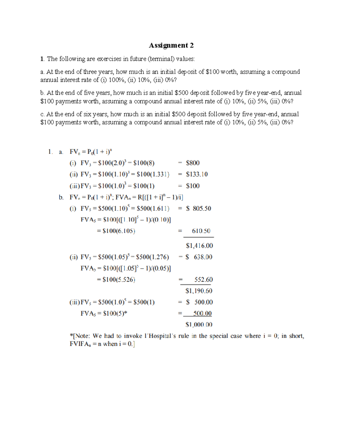 Future and Present Value Exercises - ASSG 02 Solutions - Studocu
