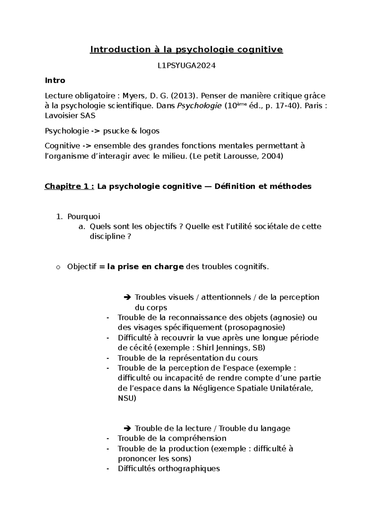 Intro à la psycho cognitive - Introduction à la psychologie cognitive ...