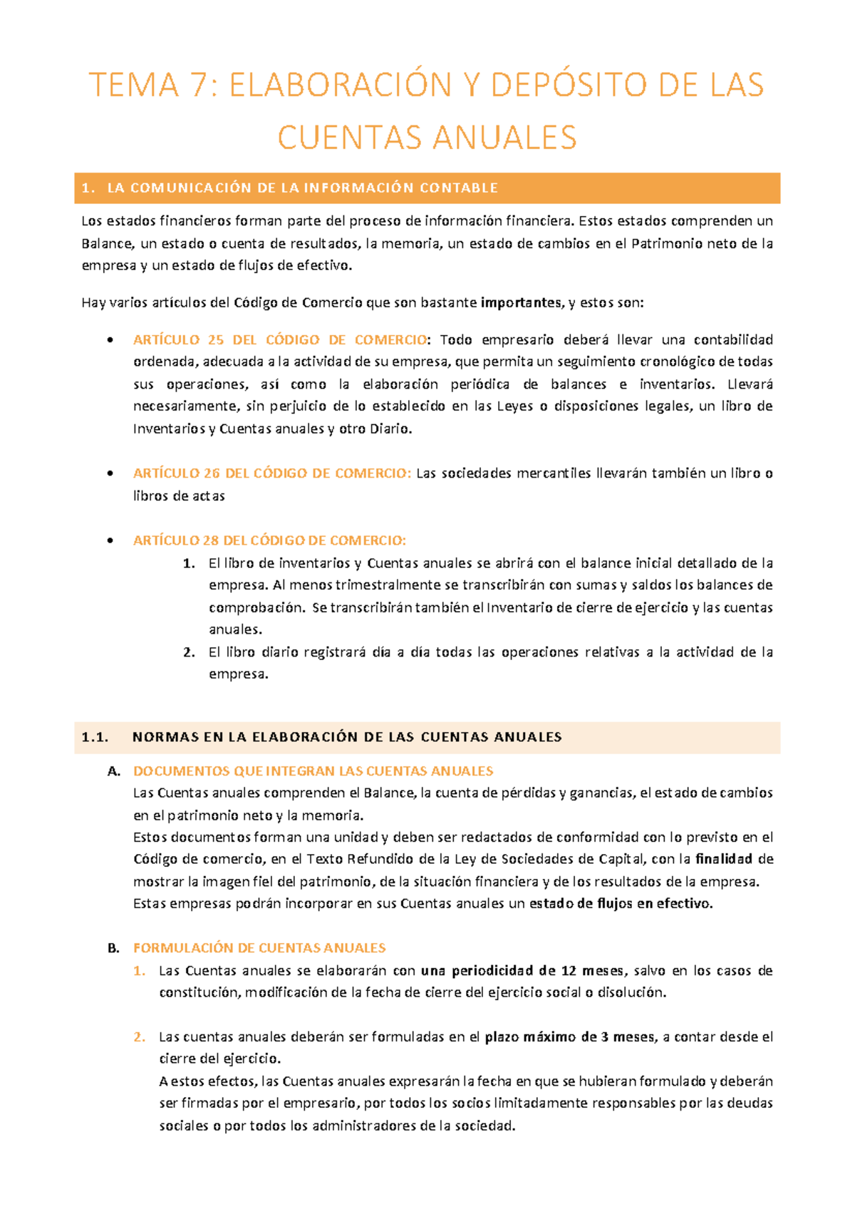 Tema 7: Teoría sobre Cuentas Anuales y su Elaboración - Studocu