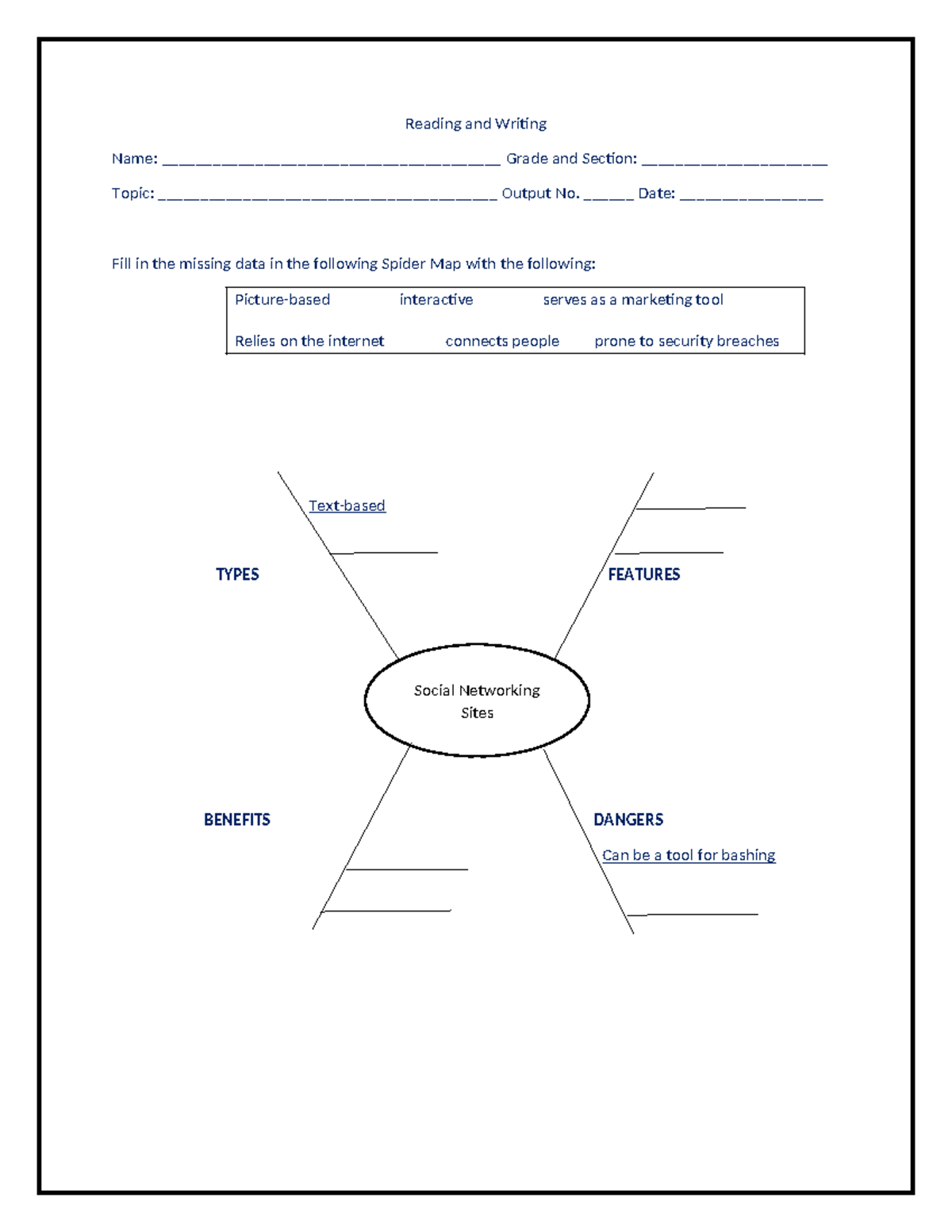 Spider Map - Handouts for different patterns of development - Secondary ...