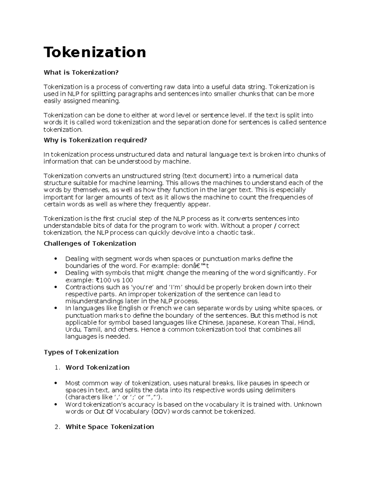 LP V EXP 01 Tokenization - Tokenization What is Tokenization ...