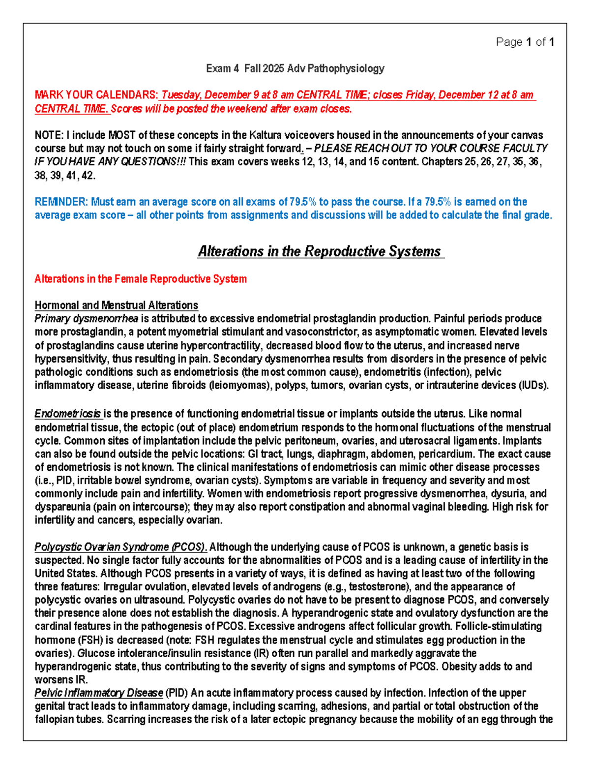 NURS 5000 Final Exam Review: Advanced Pathophysiology Fall 2025 - Studocu
