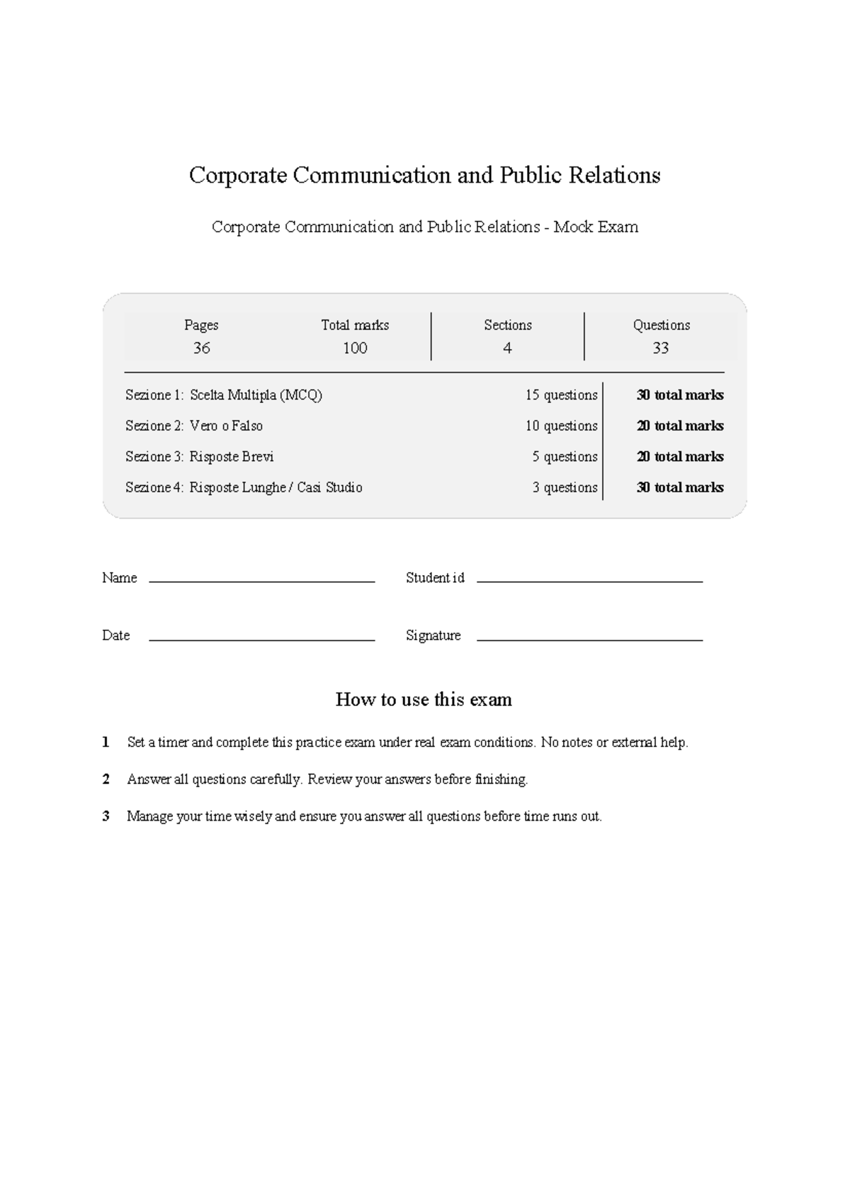 Corporate Communication and Public Relations mock exam 2026 feb ...