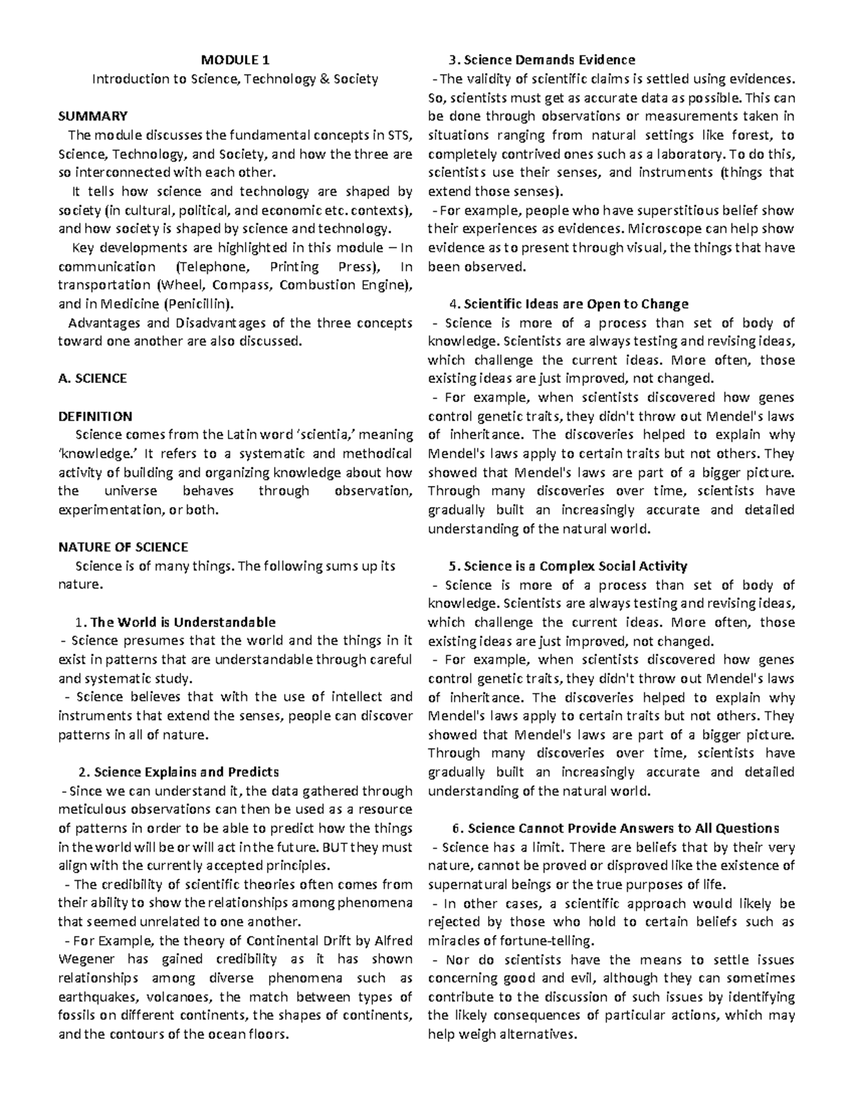 STS 3: Module 1 - Introduction to Science, Technology, and Society ...