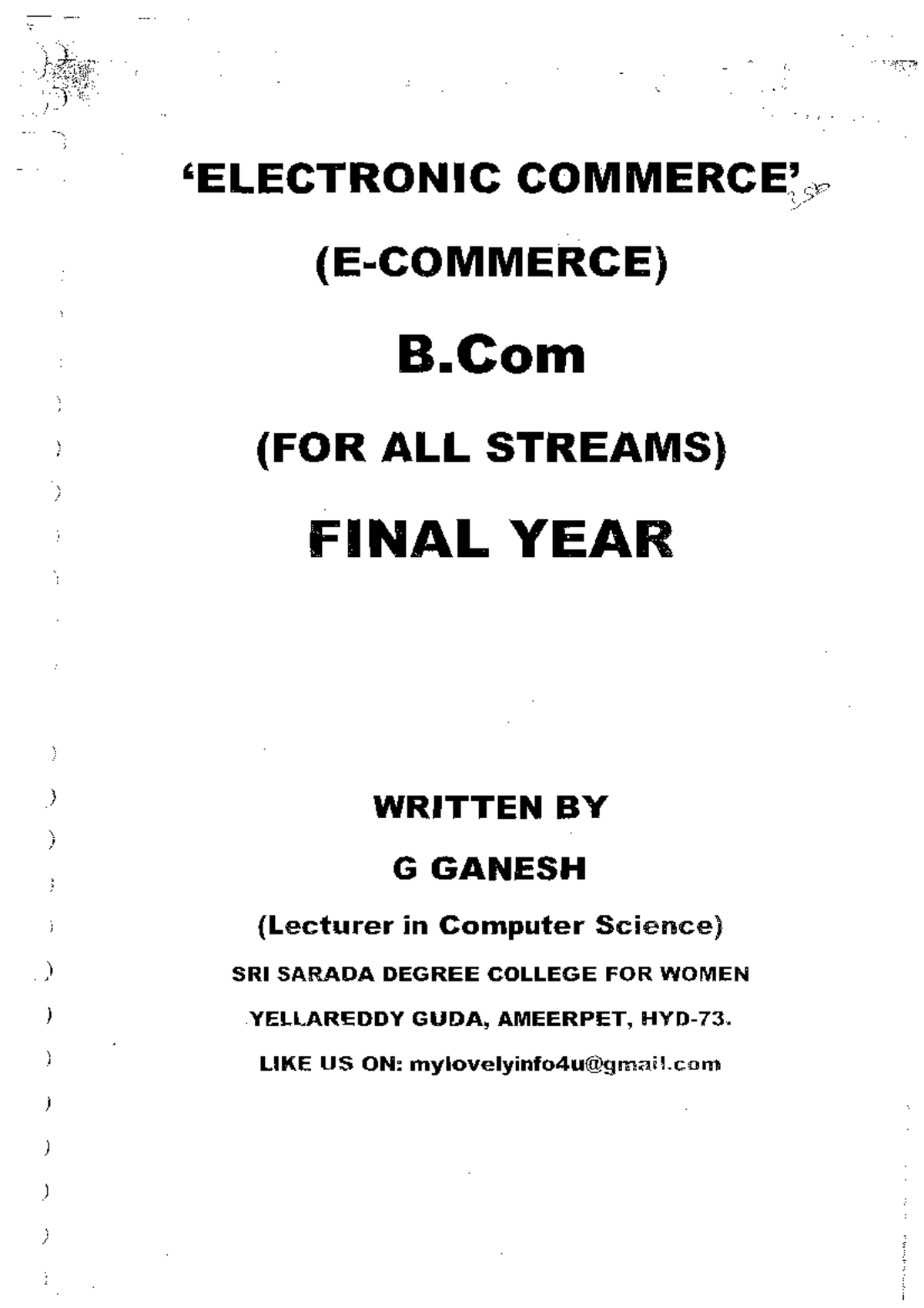 E commerce - used by all bcom students - ELECTRONIC 35 B (FOR ALL ...
