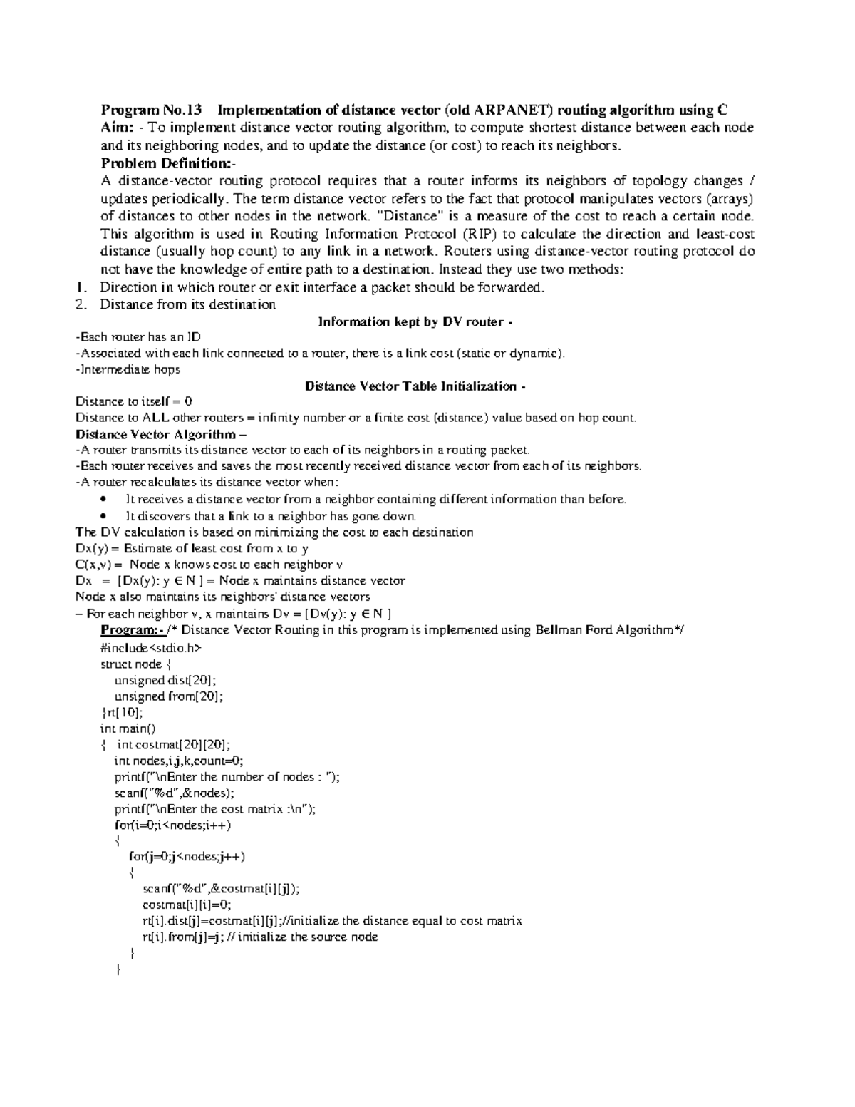 14 distance vector routing - Problem Definition:- A distance-vector ...