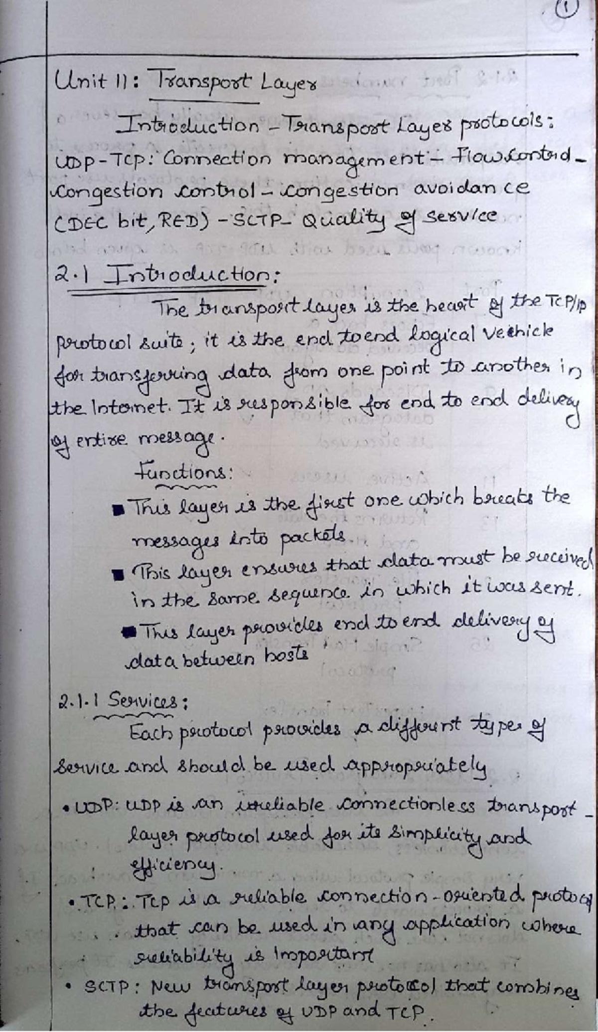 CS3591 CN UNIT 2: Insights on Transport Layer Protocols and Functions ...