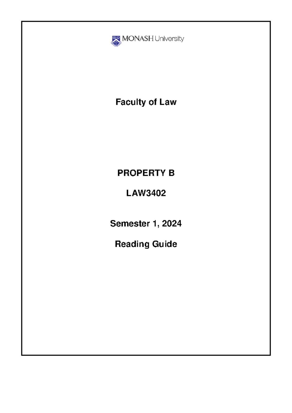 LAW3402 Property B Final Exam Instructions (Semester 1, 2025) - Studocu