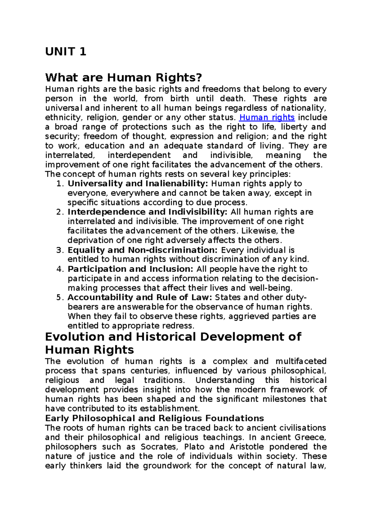 Human rights - Psda - UNIT 1 What are Human Rights? ####### Human ...