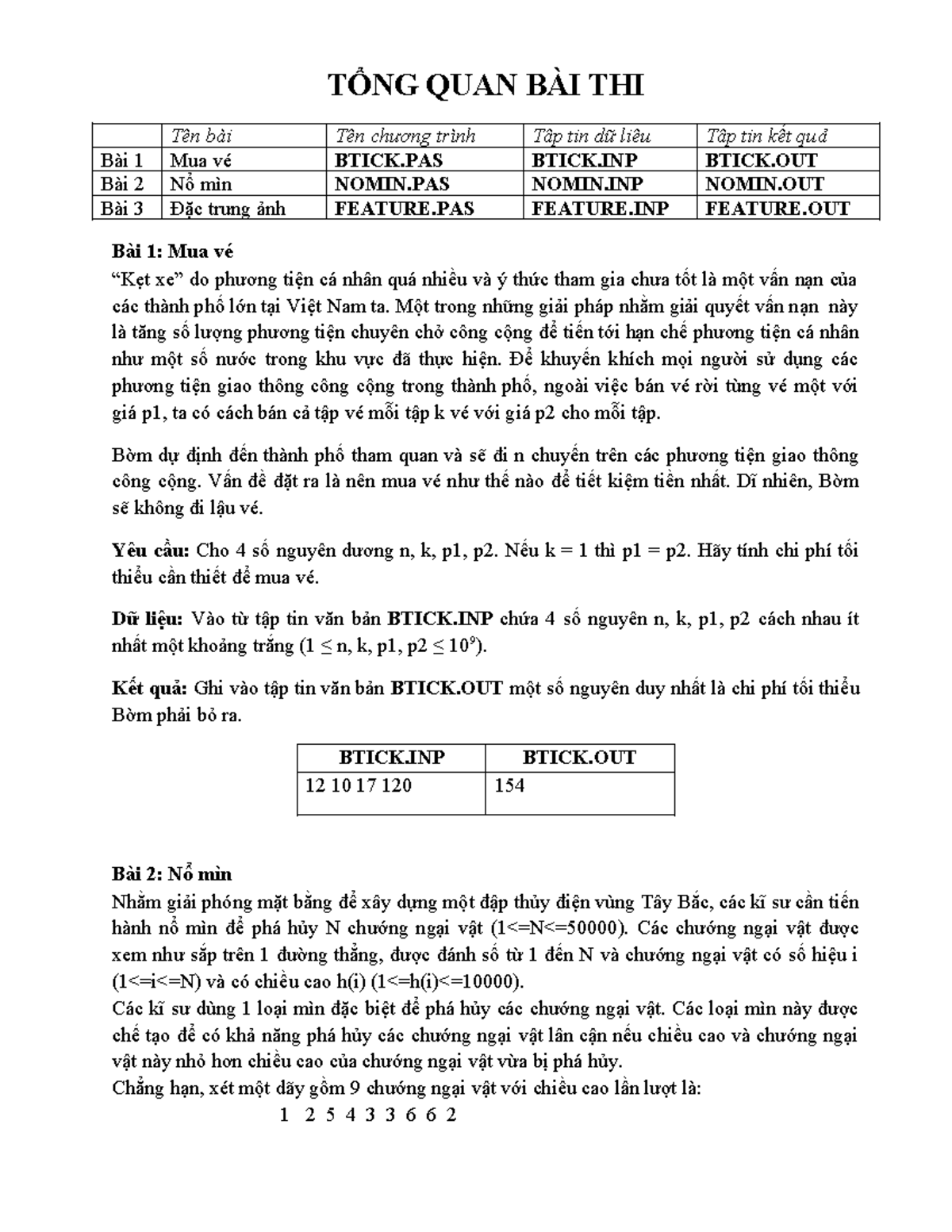 De thi 7 - if you want to pratice c++ - TỔNG QUAN BÀI THI Tên bài Tên ...