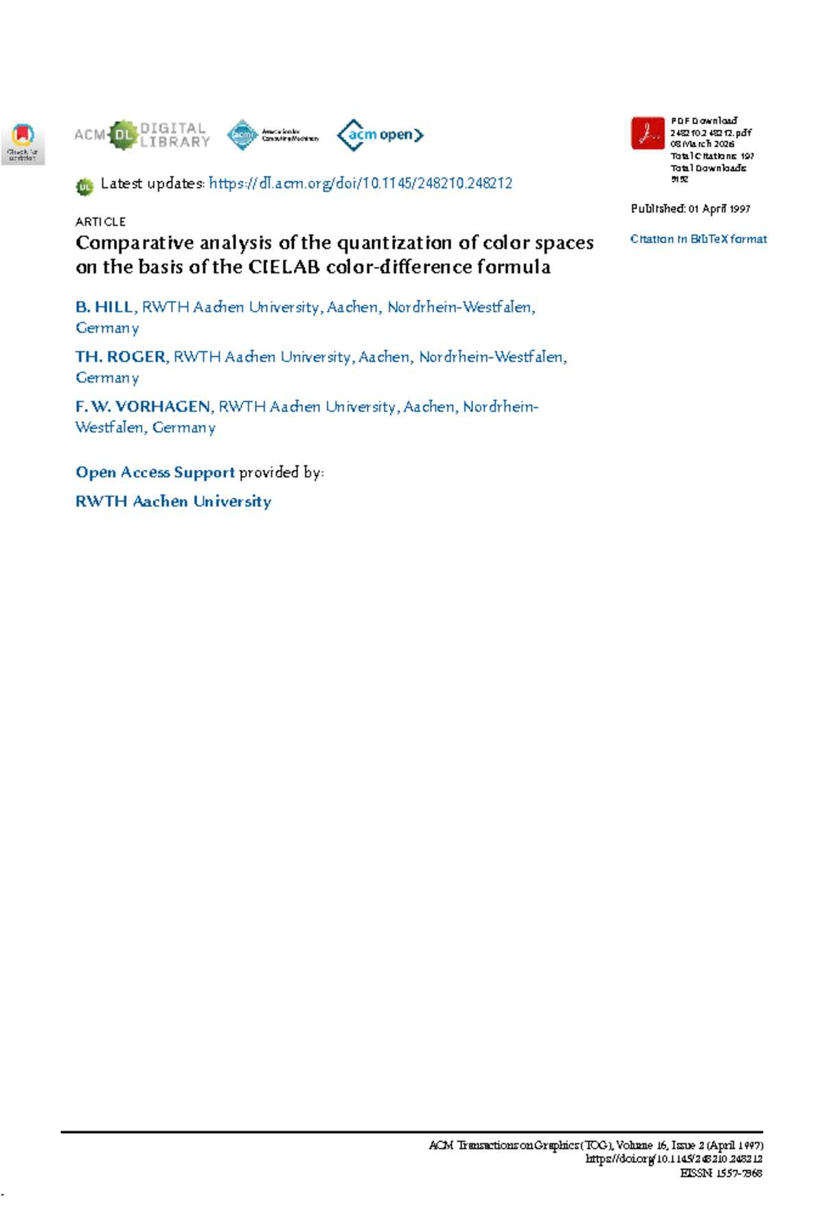 Comparative Analysis of Color Space Quantization (CIE-LAB01) - Studocu