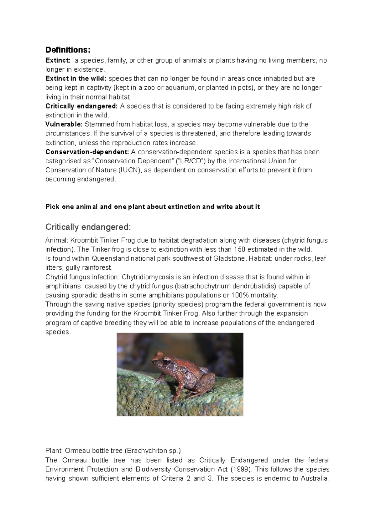Extinct, Extinct in the wild, Critically endangered, Vulnerable ...