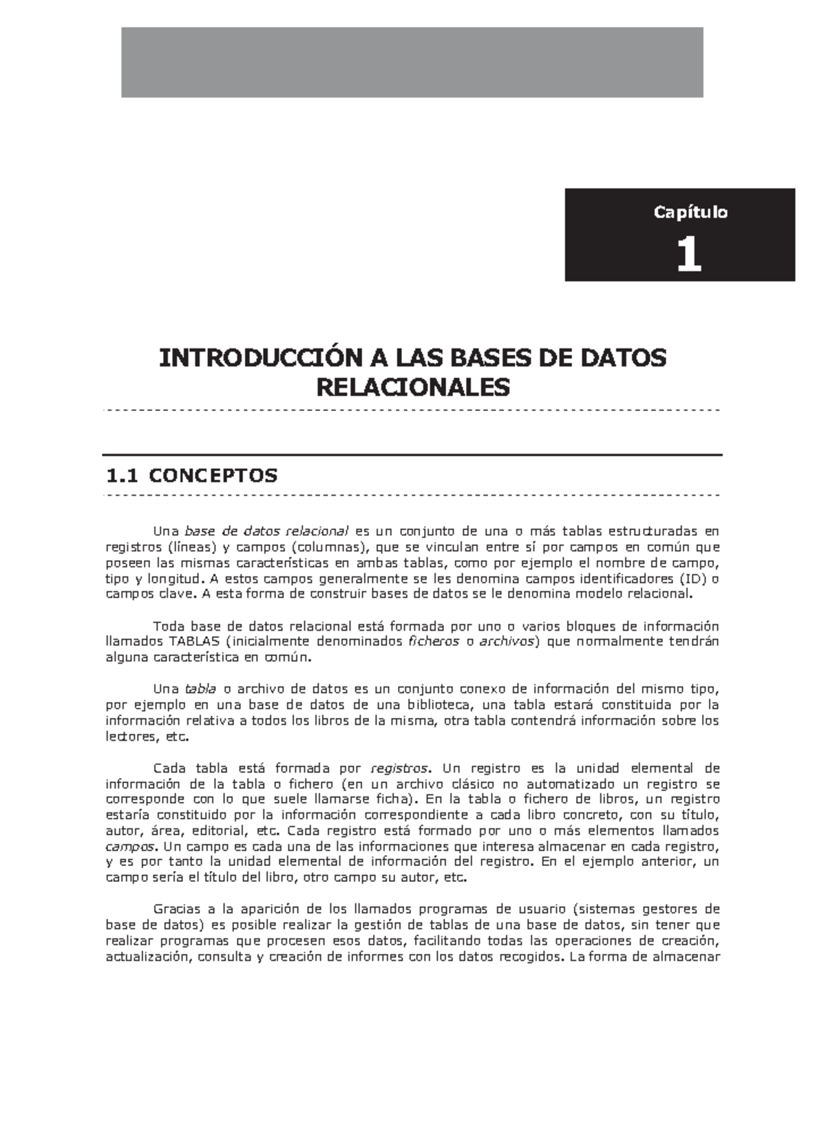 Capítulo 1: Introducción a las Bases de Datos Relacionales IFCT27 - Studocu