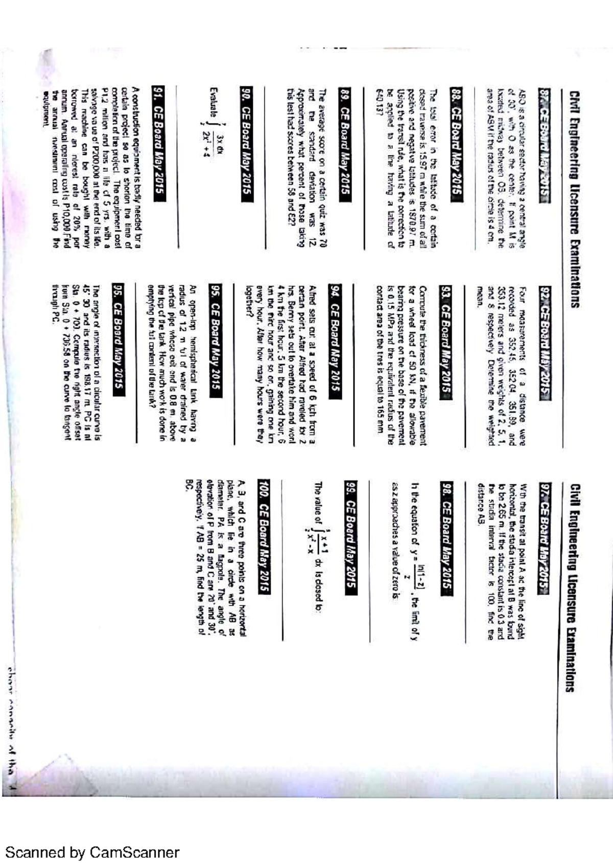 Civil Engineering Licensure Exam Review Notes - May 2015 CE Board - Studocu