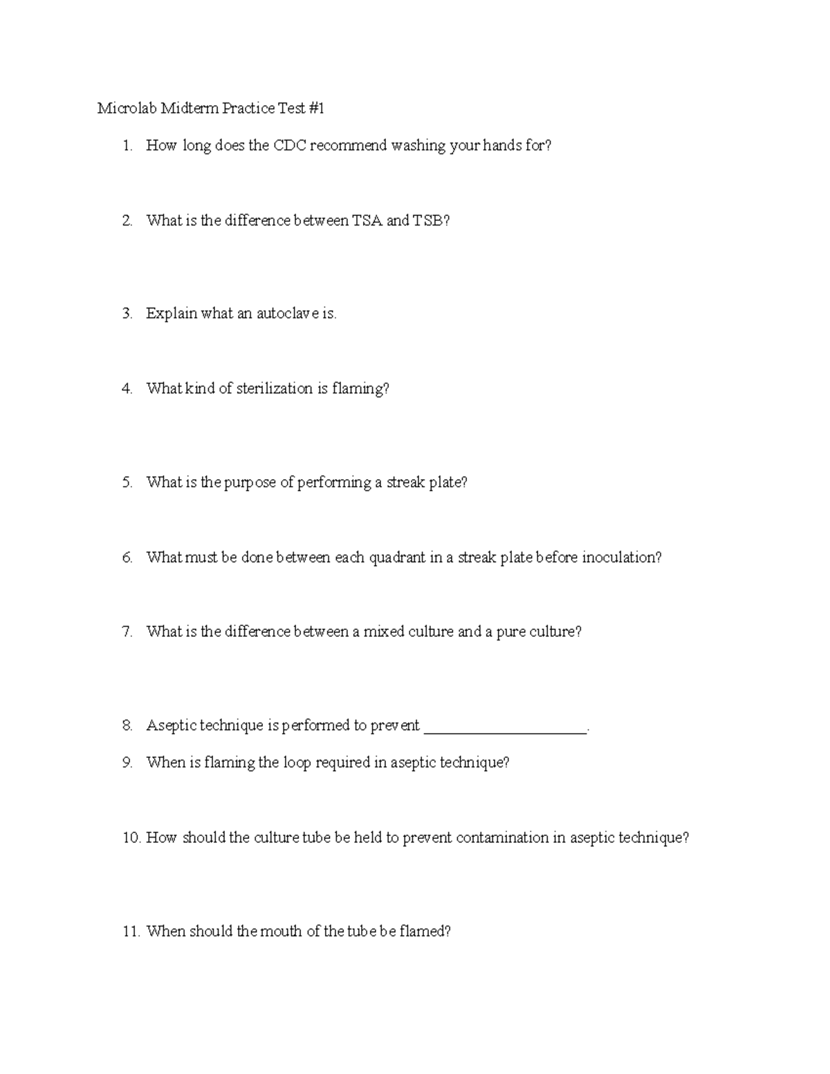 Microlab Midterm Practice Test 1: Key Concepts and Questions - Studocu