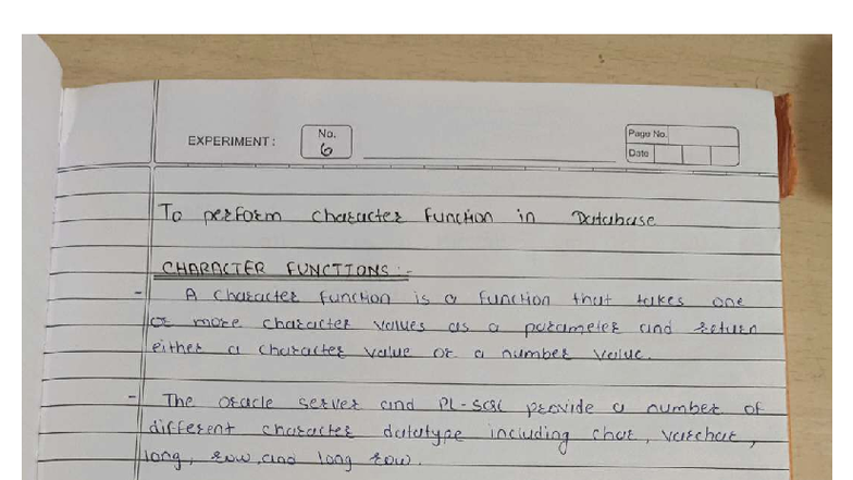 SQL Practical 6: Character Functions in Database Operations - Studocu