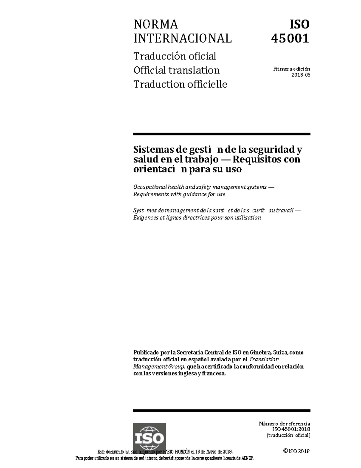 ISO 14001:2015 - Official Spanish Translation & Overview - Studocu