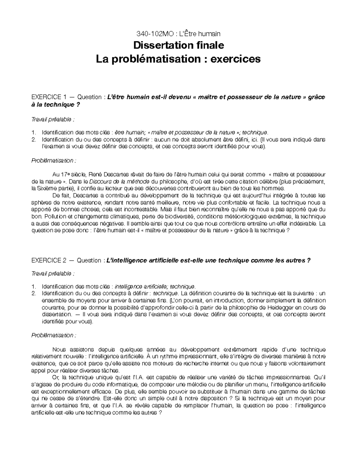 Dissertation sur la Problématisation : Techniques et Nature - Studocu