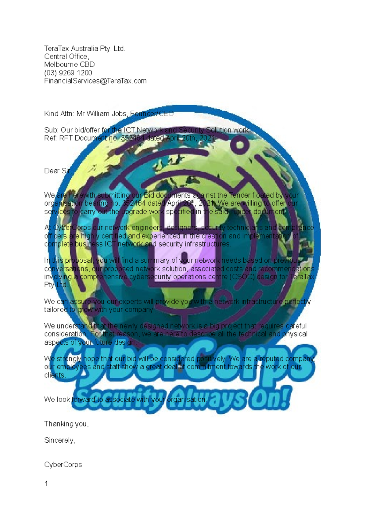 Cyber Corps Tender Bid for ICT Network & Security Solution - June 2021 ...