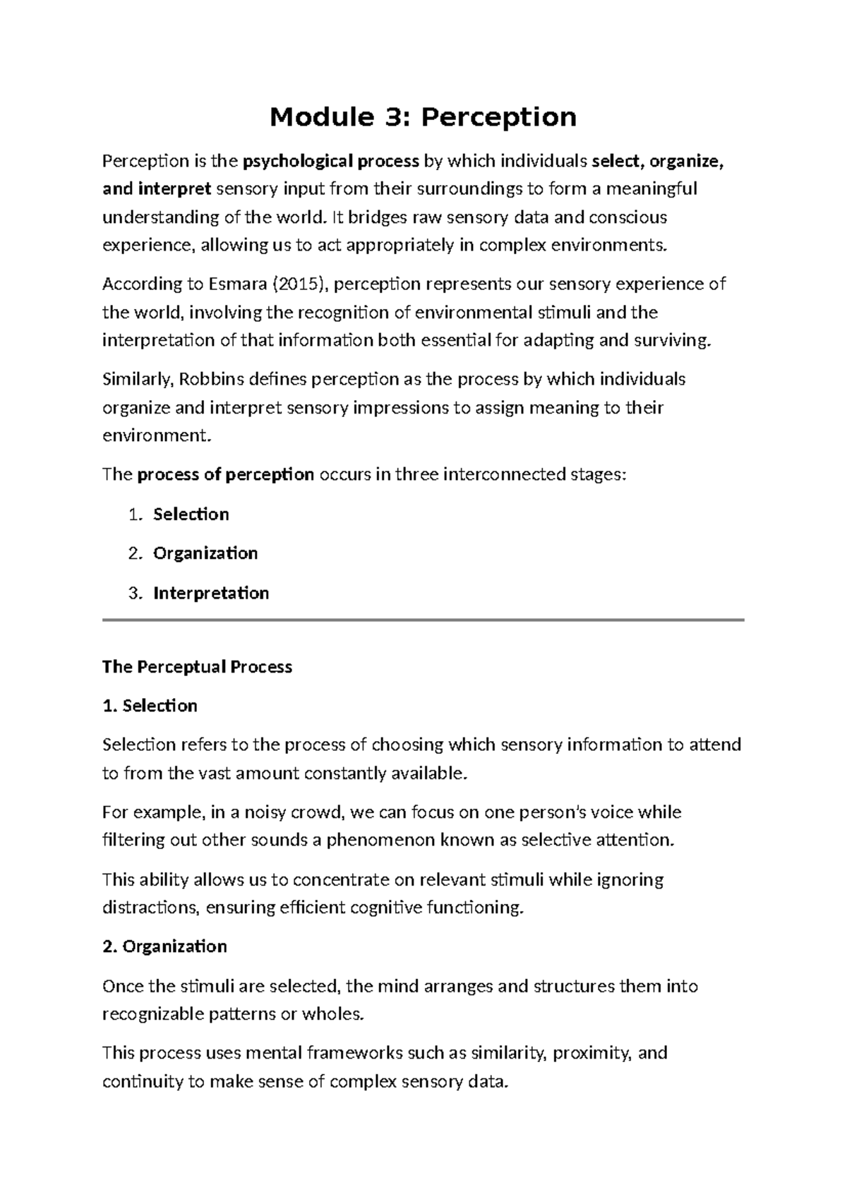 Cognitive Psychology Module 3: Understanding Perception Processes - Studocu