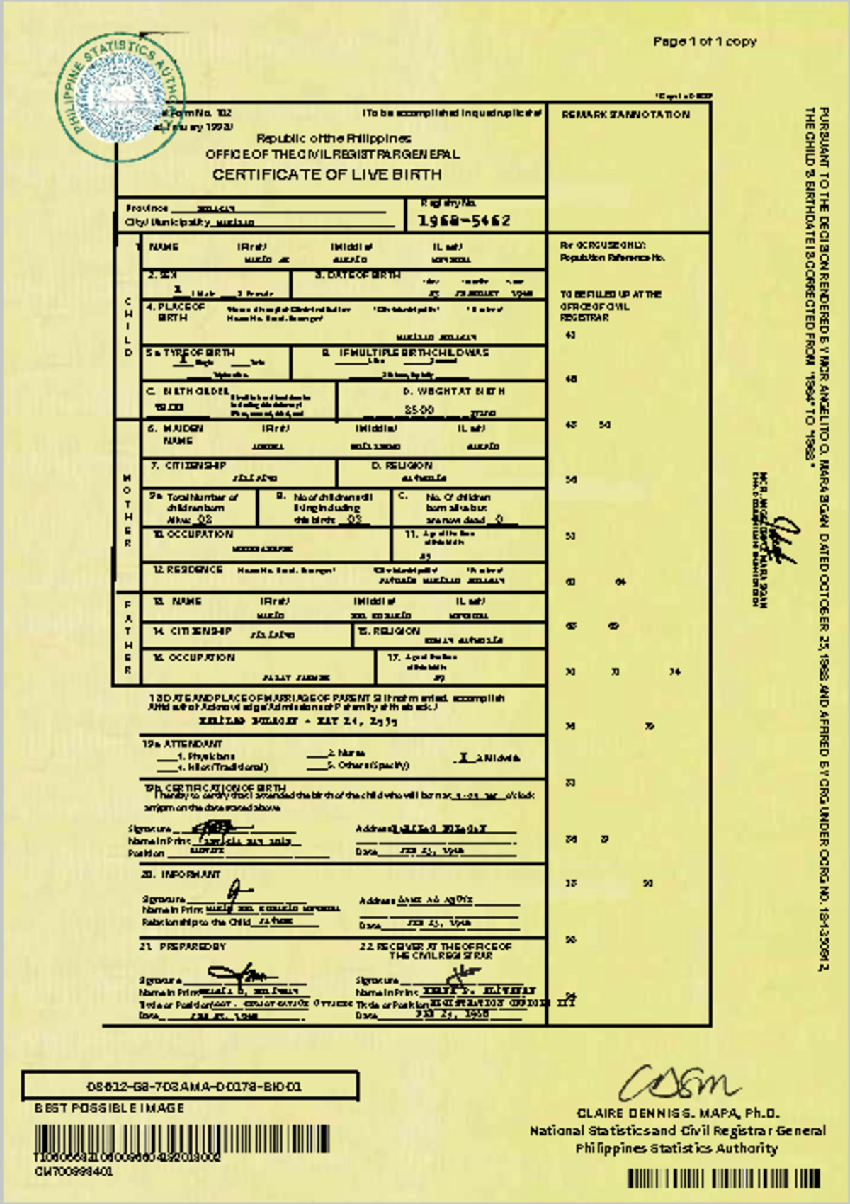 Birth Certificate Template Philippines