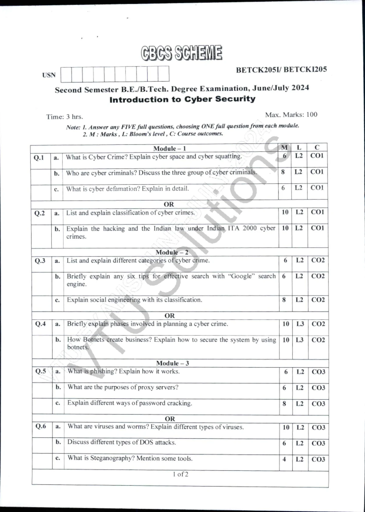 Introduction to Cyber Security - BETCKI105 First Semester Exam Guide ...