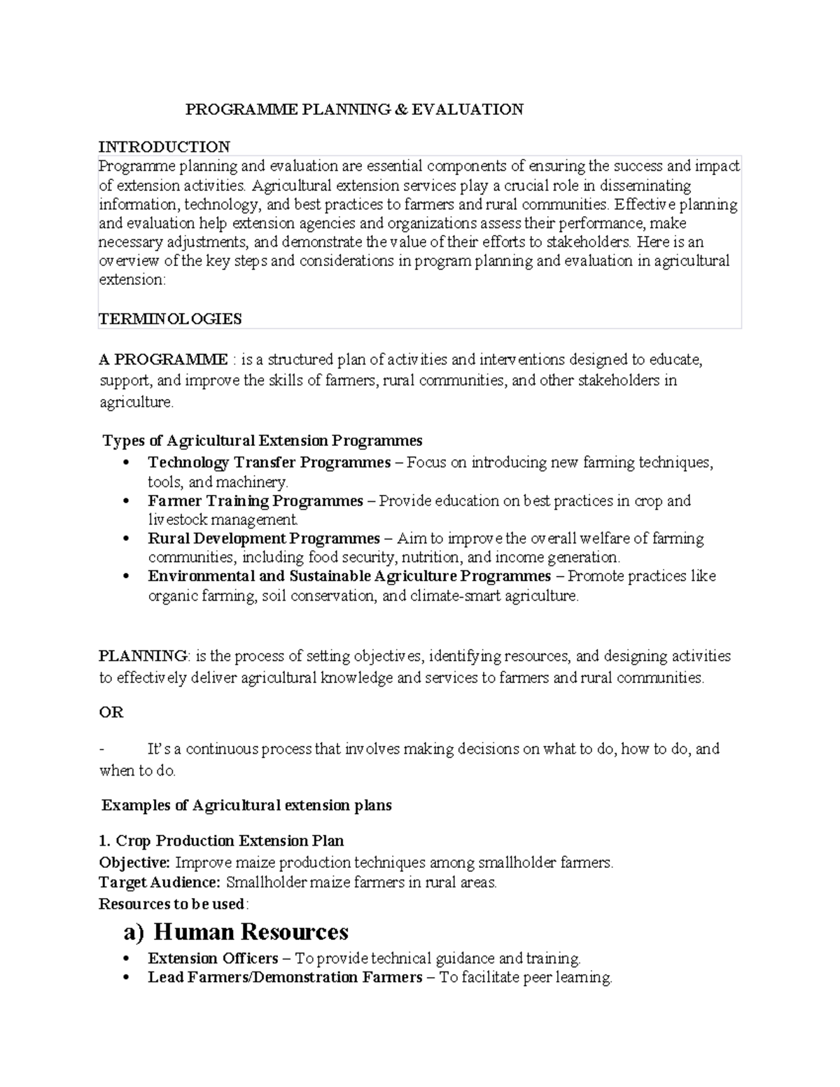 AGEX DAG III - Programme Planning & Evaluation in Agricultural ...