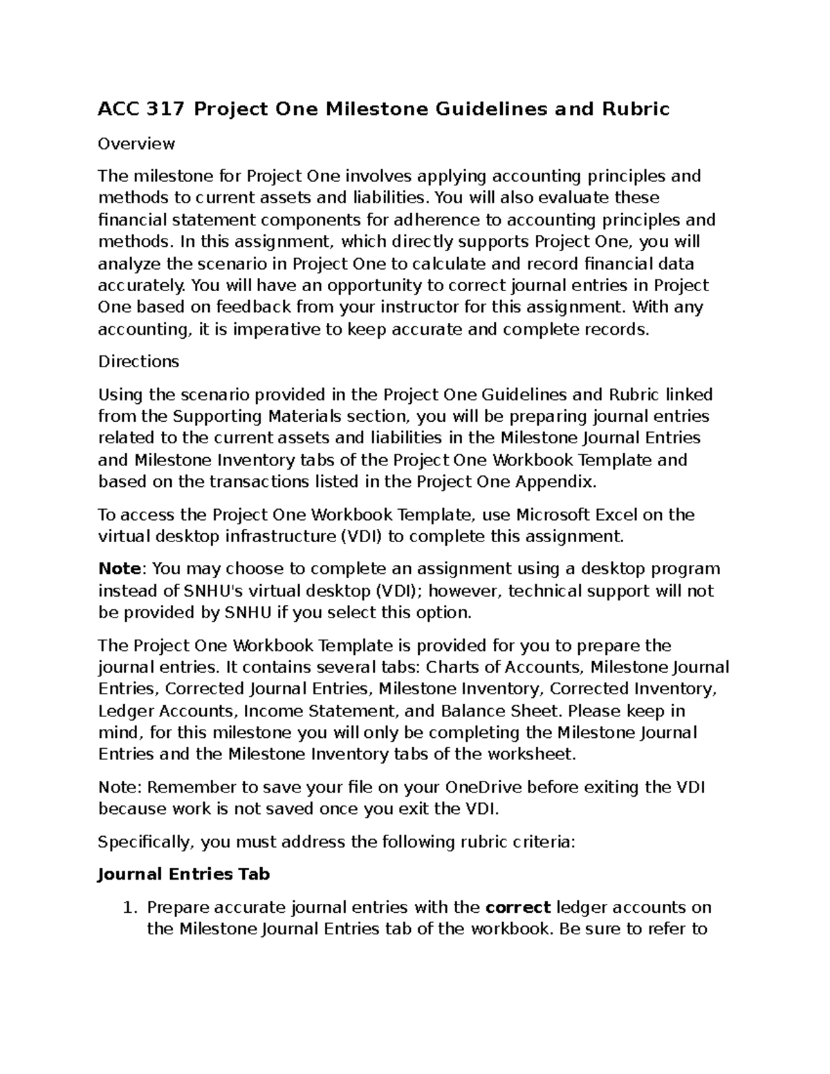 ACC 317 Project One Milestone Assignment: Journal Entries & Analysis ...