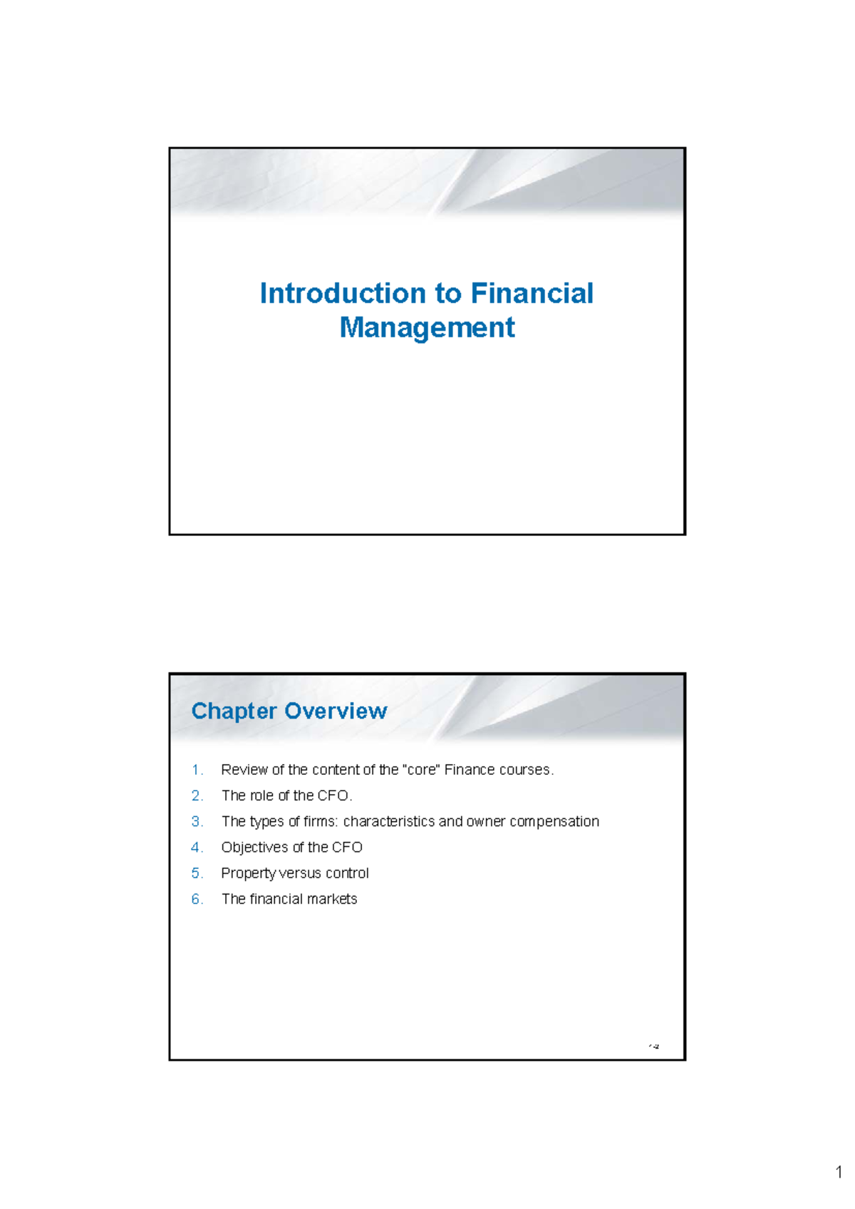 Introduction to Financial Management (FMI) - Chapter Overview Notes ...