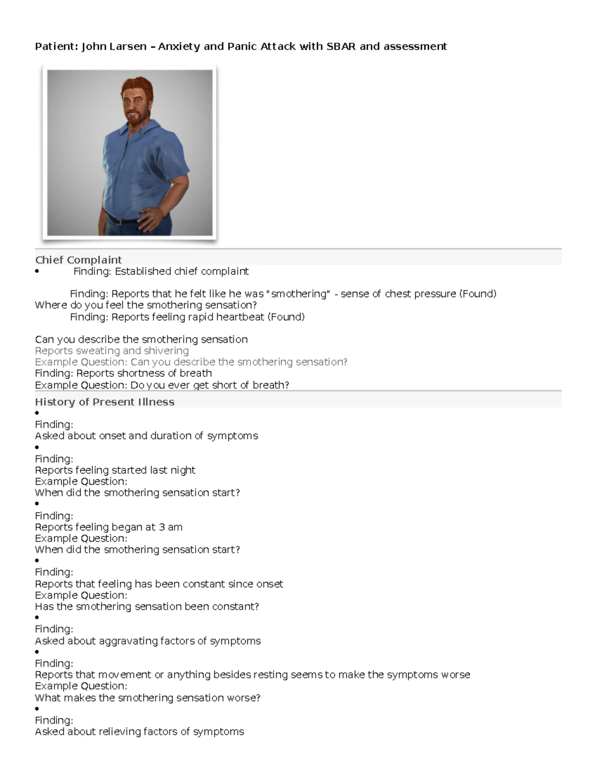 NUR3525-KU Shadow Health Anxiety Care Plan & Diagnosis Insights - Studocu