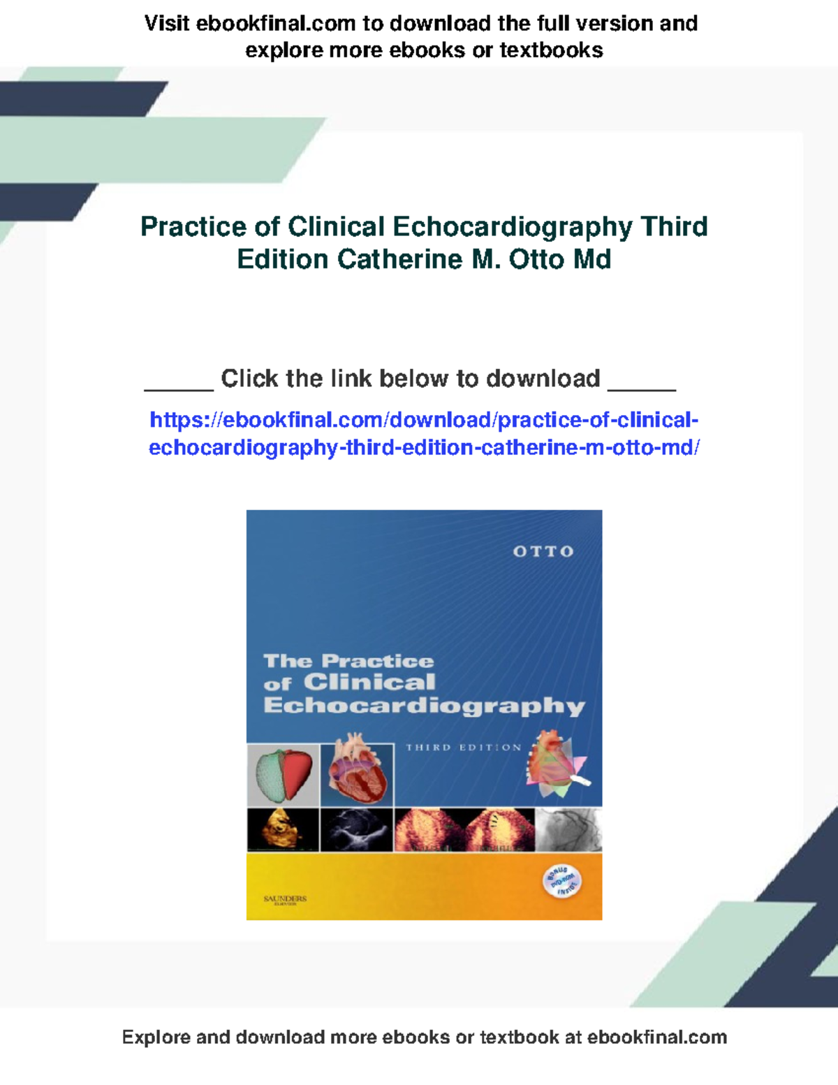 68967 - Practice of Clinical Echocardiography Third Edition Notes - Studocu