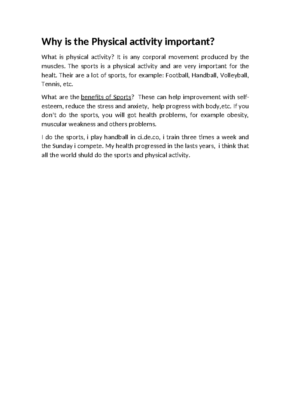 Sports and Physical Activity: Importance and Benefits - Studocu