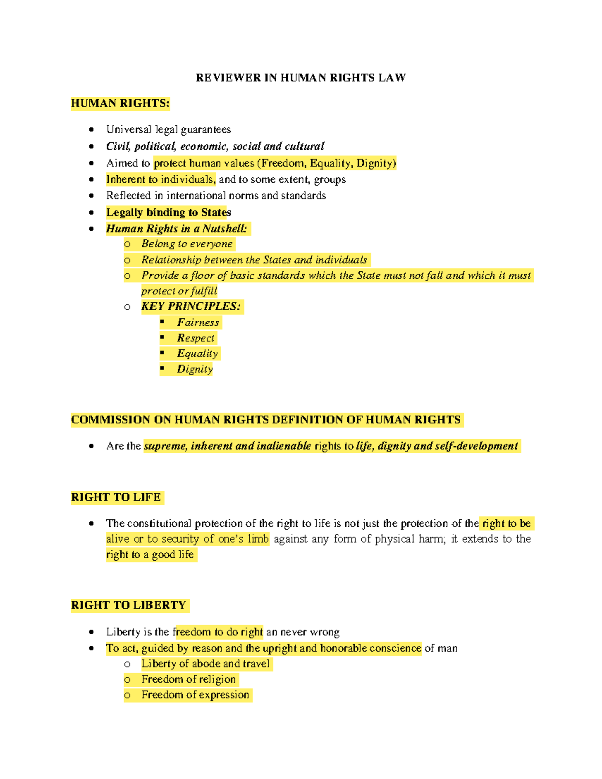 Human Rights Law Reviewer: Key Principles and Legal Frameworks - Studocu