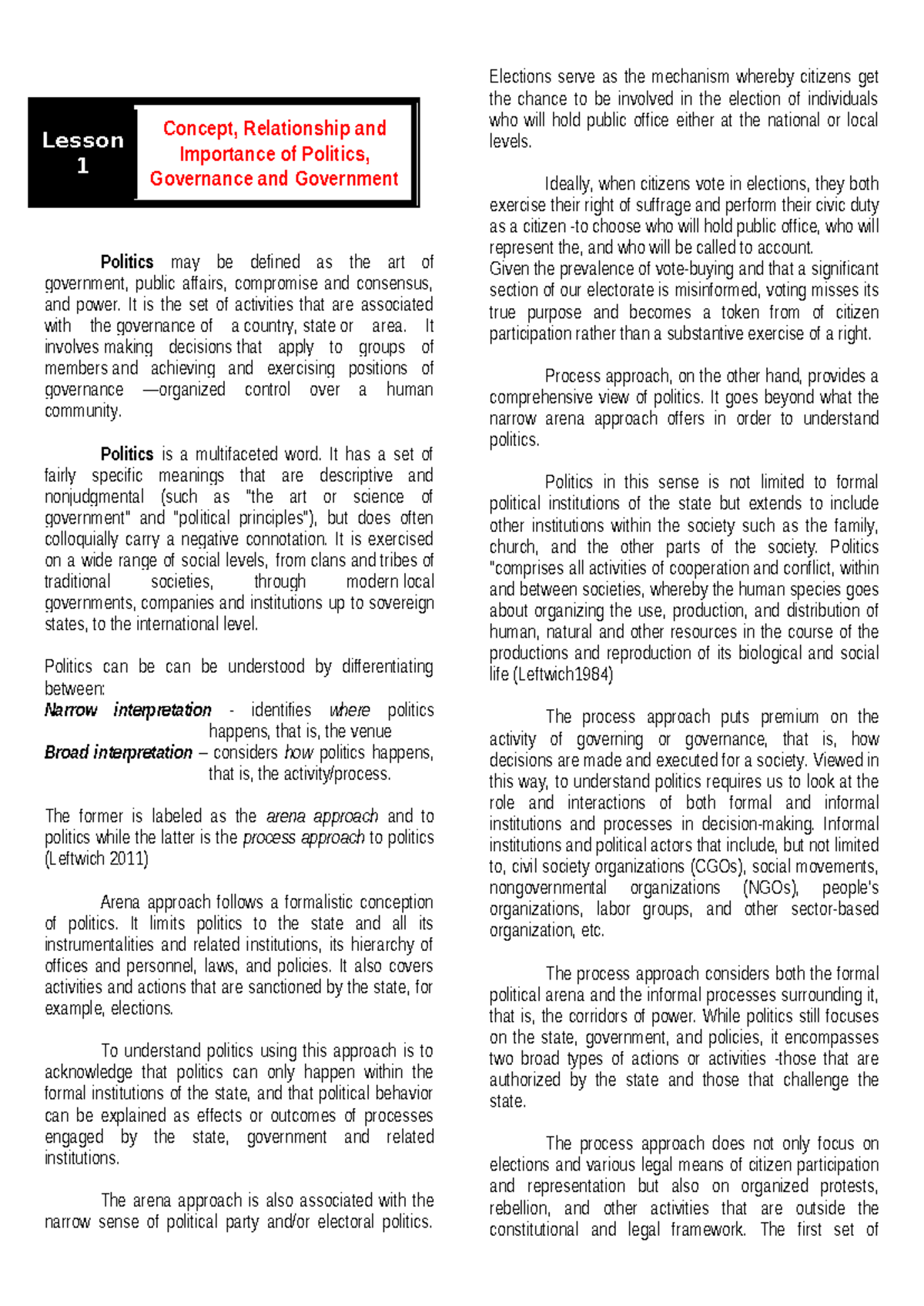 PPG-2022 Q1 - Notes on Philippine Politics and Governance Concepts ...