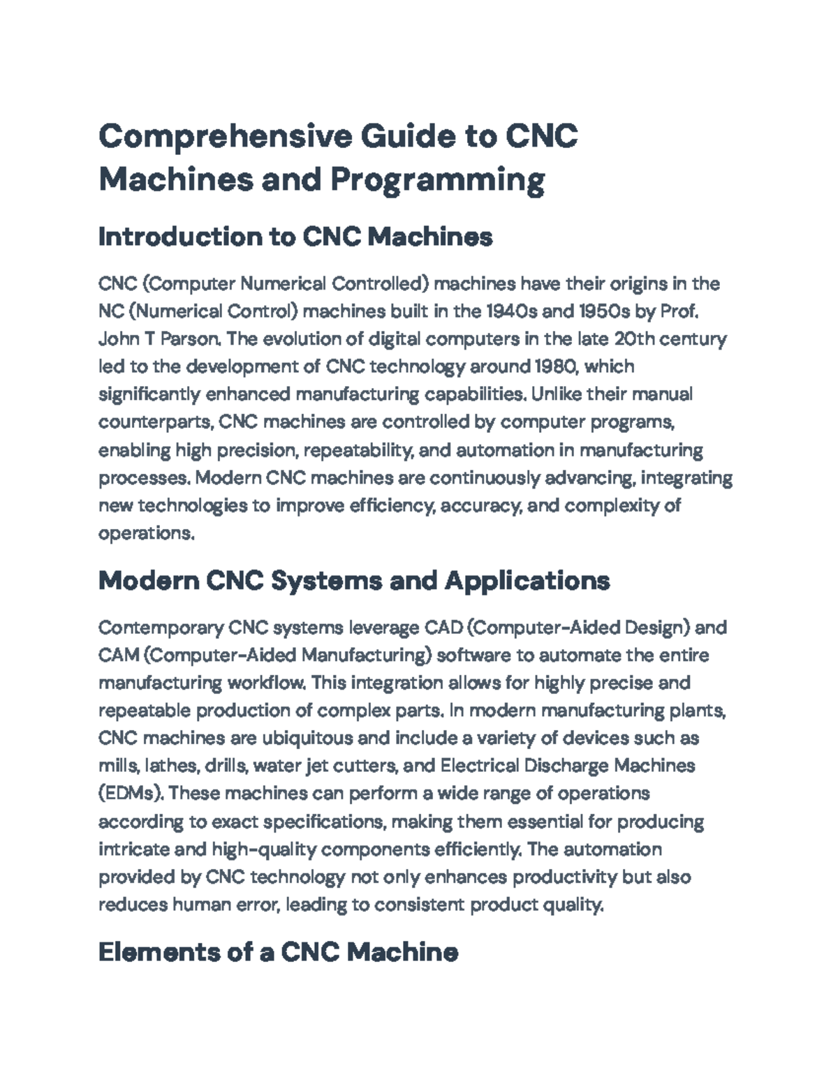 CNC 101: Comprehensive Overview of CNC Machines & Programming - Studocu