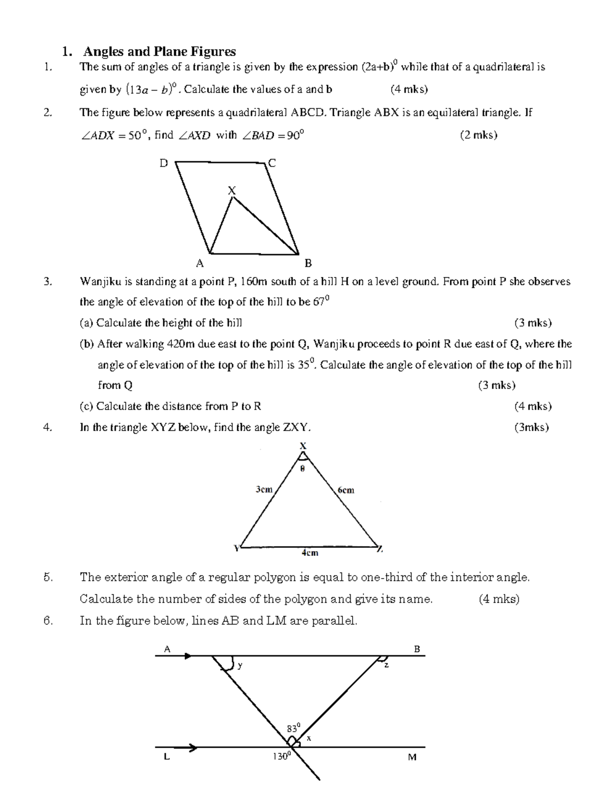 Angles and Plane Figures QAngles: Exercises & Solutions - Studocu