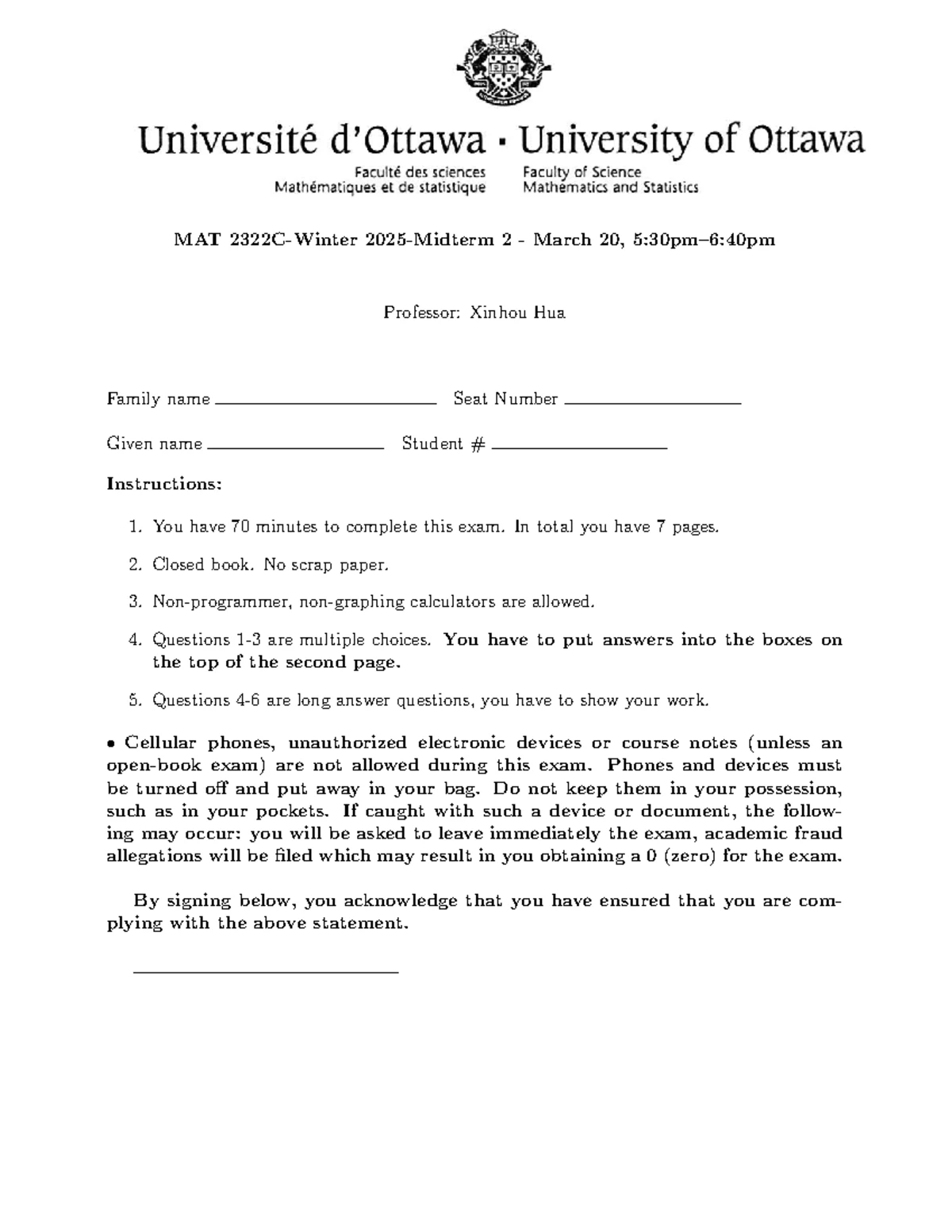 MATH2322A Midterm 1 Solutions for Fall 2022 - Calculus 3 Exam - Studocu