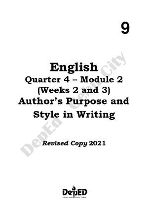 1 Q4 English - 9 English Quarter 4 – Module 1 Evaluating the Relevance ...