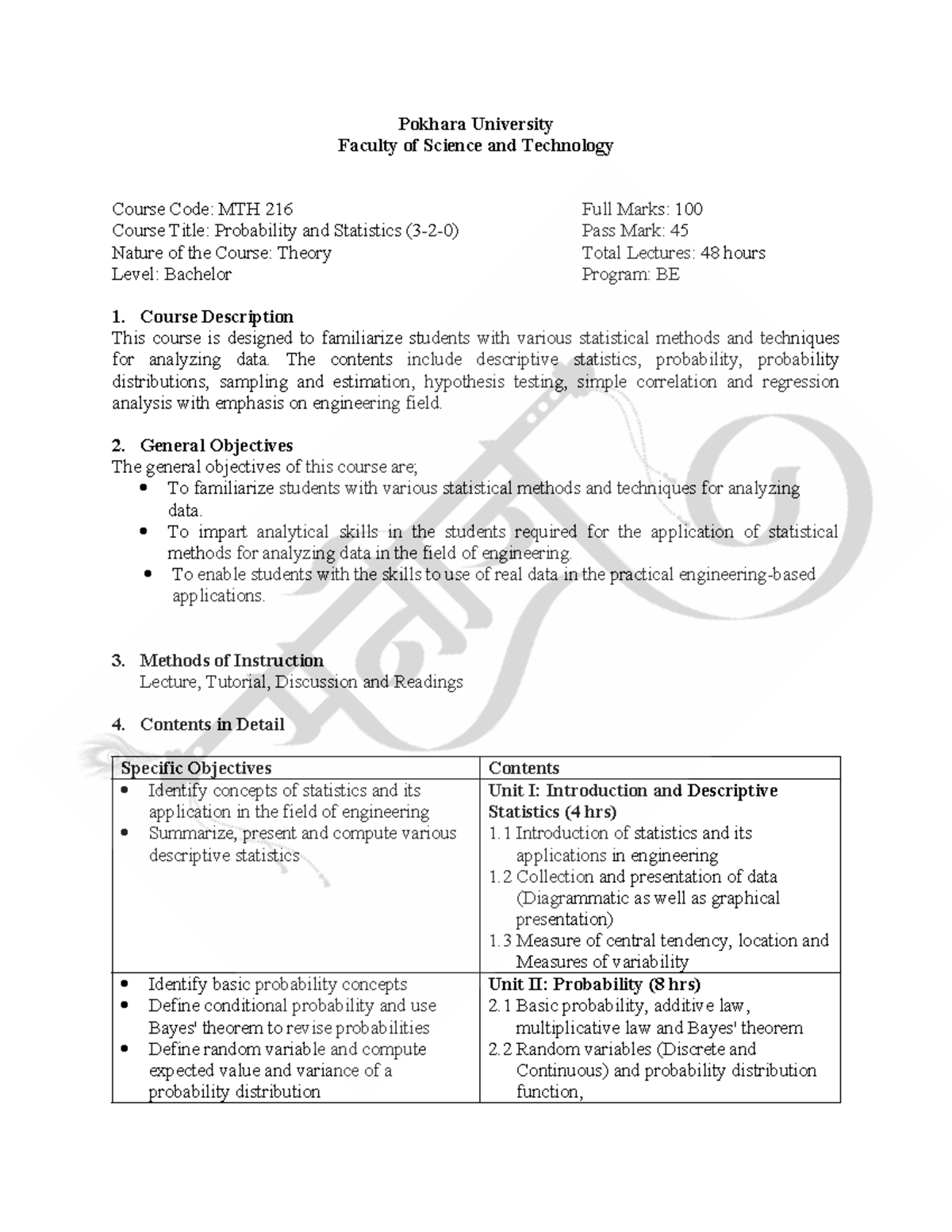 Probability and Statistics Course Notes - MTH 216 - Studocu