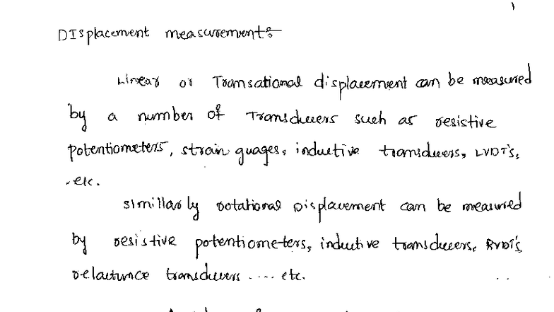Unit -V - EMI Notes on Displacement Measurement Techniques - Studocu