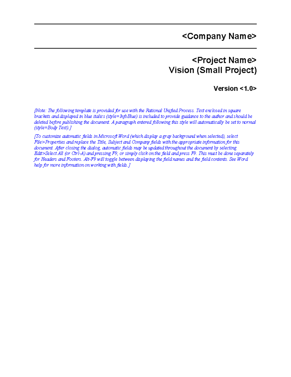 Business-vision template - Vision (Small Project) Version - Studocu