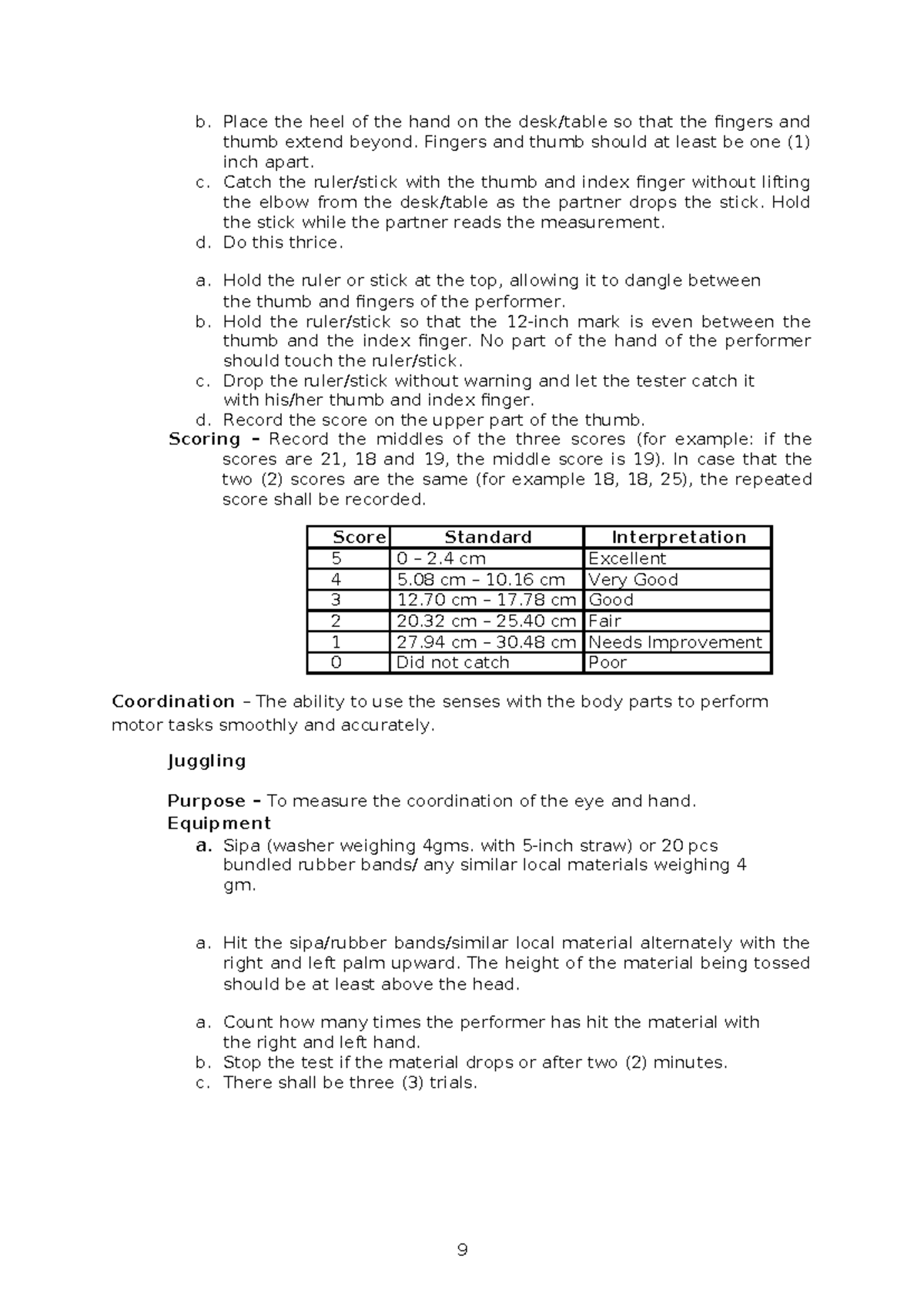 PE 1 1 - Coordination and Balance Assessment Techniques - Studocu
