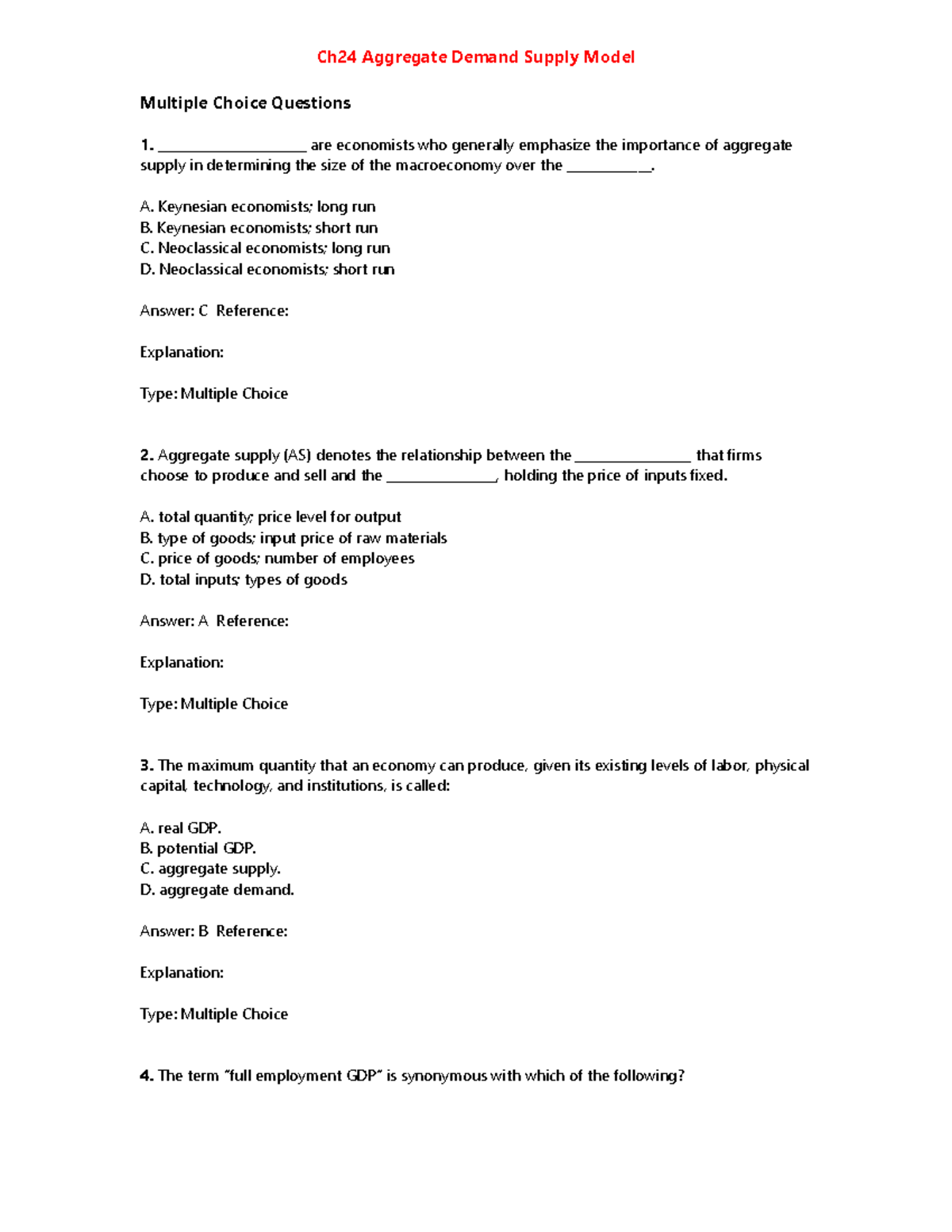 Ch24 Aggregate Demand Supply Model - Ch24 Aggregate Demand Supply Model ...
